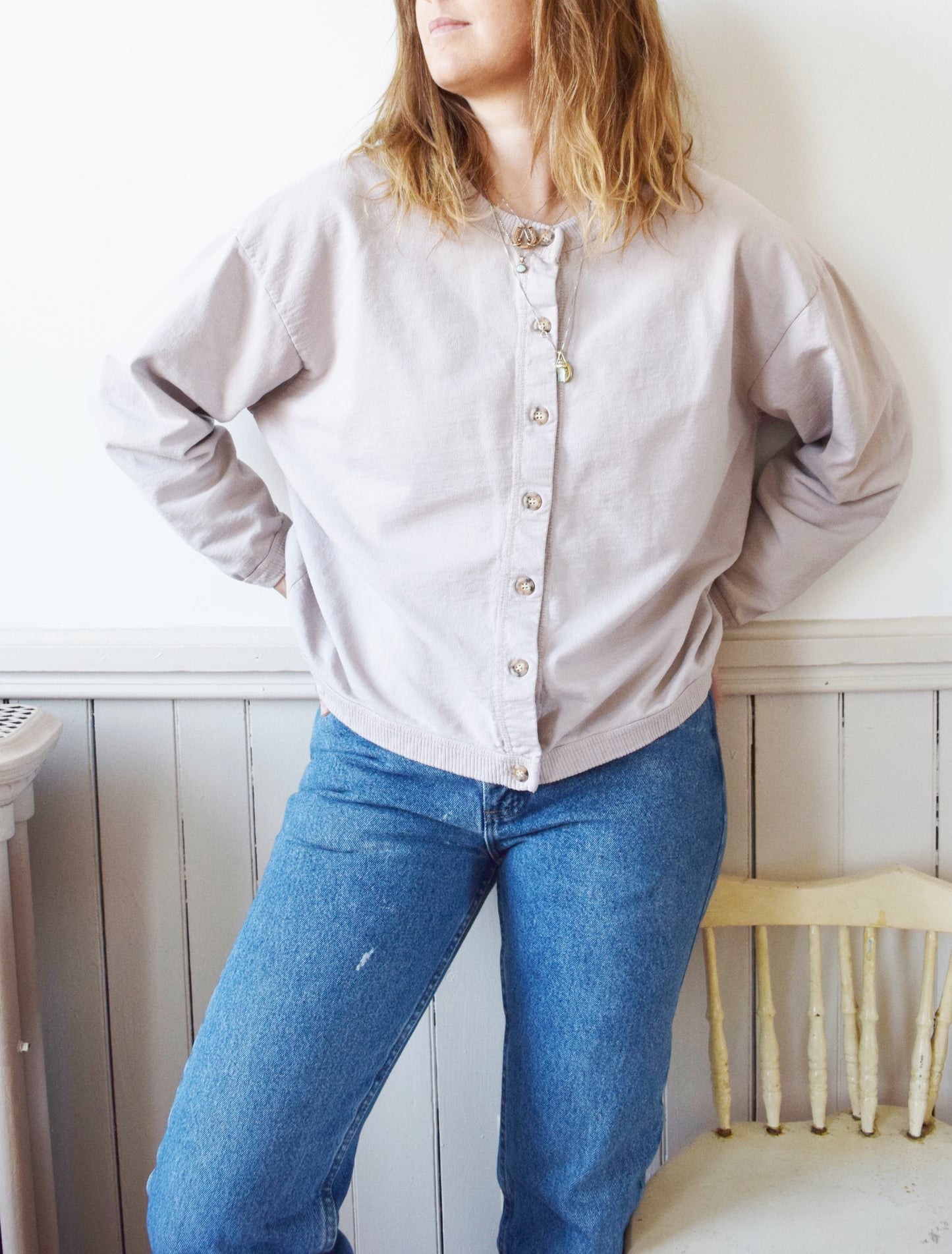 Lavender Cotton Knit Top | M