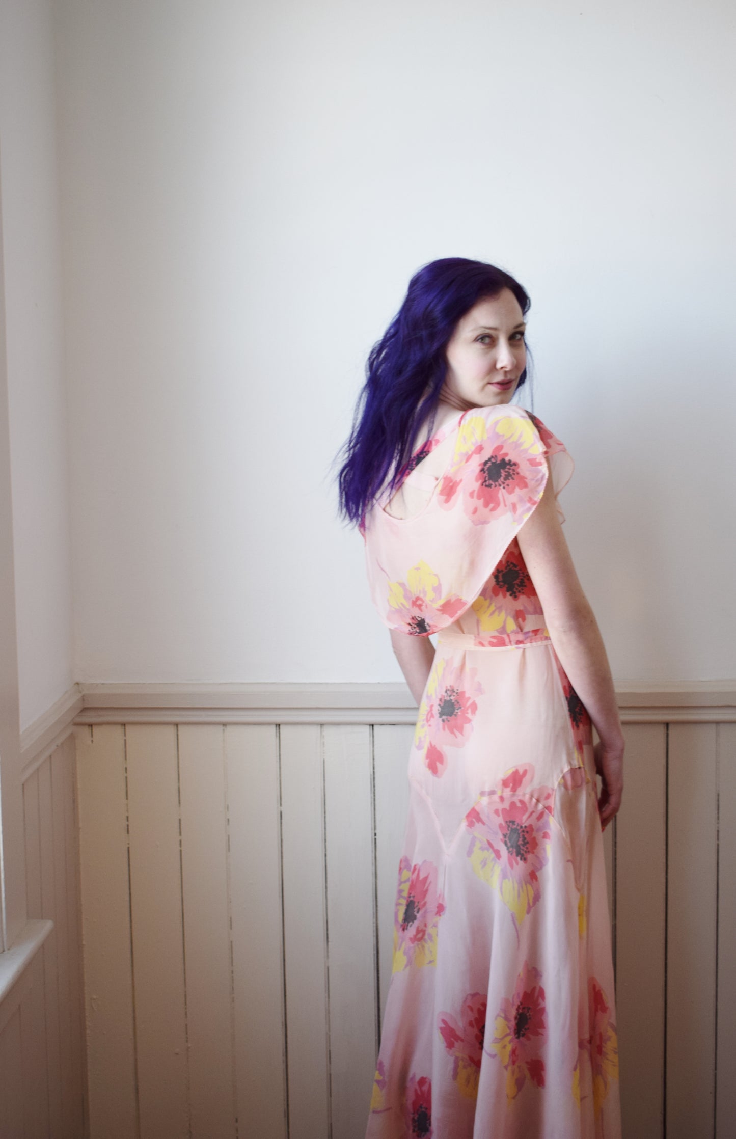 1930s Poppy Print Gown | XS/S
