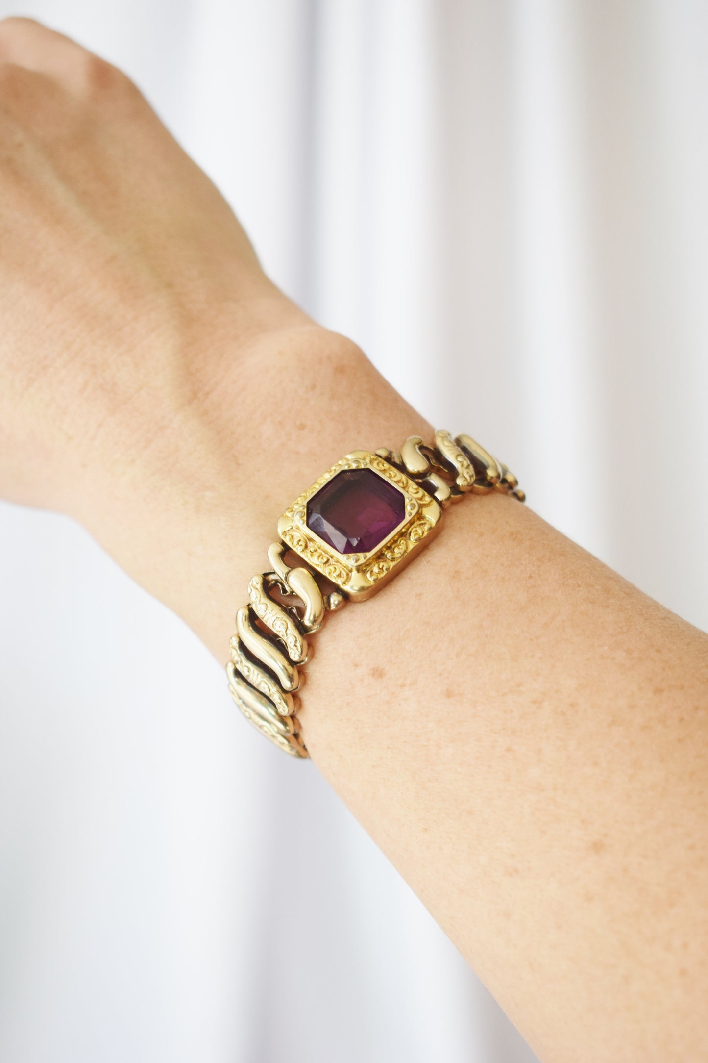1920s/30s Amethyst Gem Sweetheart Bracelet