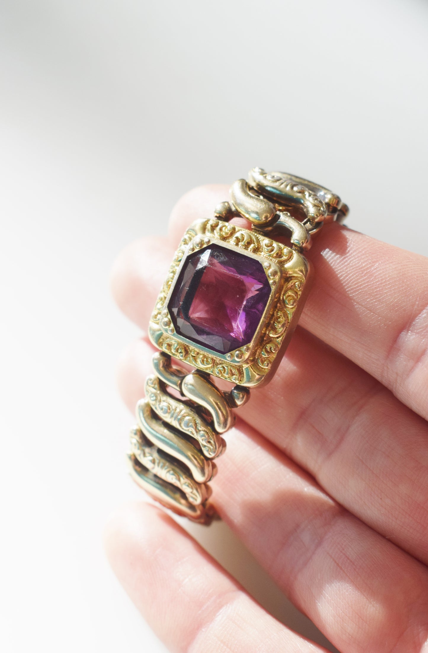 1920s/30s Amethyst Gem Sweetheart Bracelet