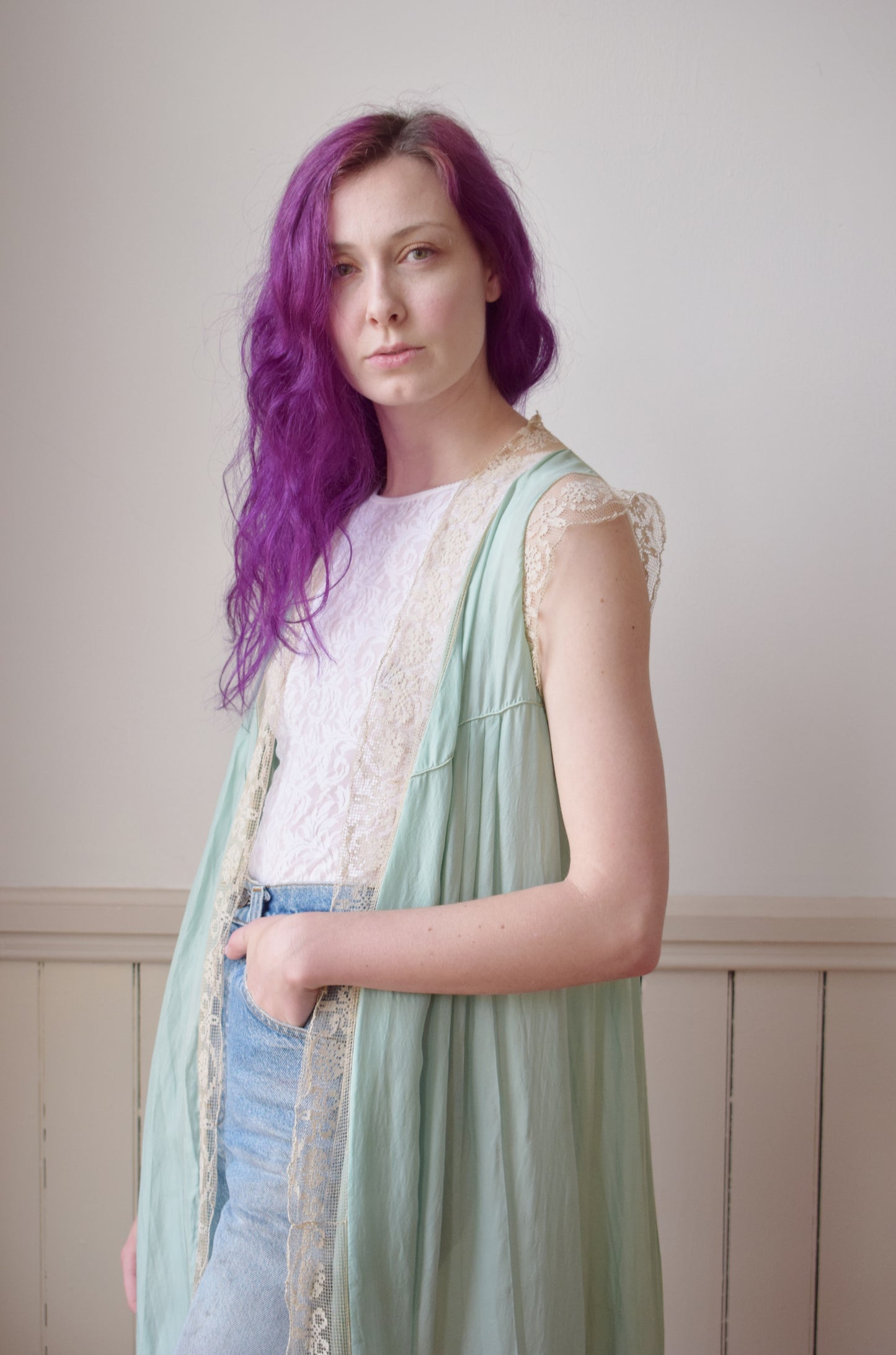 1920s Silk and Lace Robe | Topper | OS