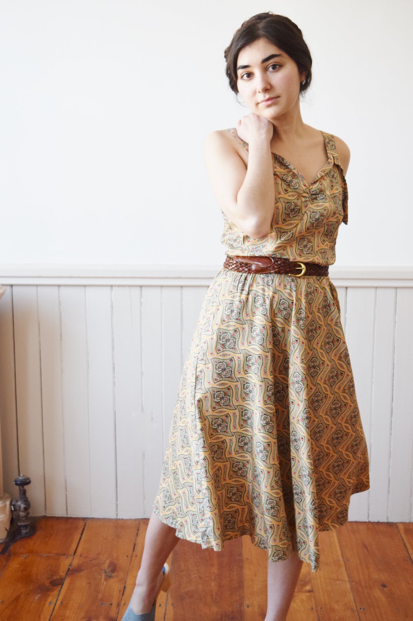 1940s Rayon Sun Dress | S
