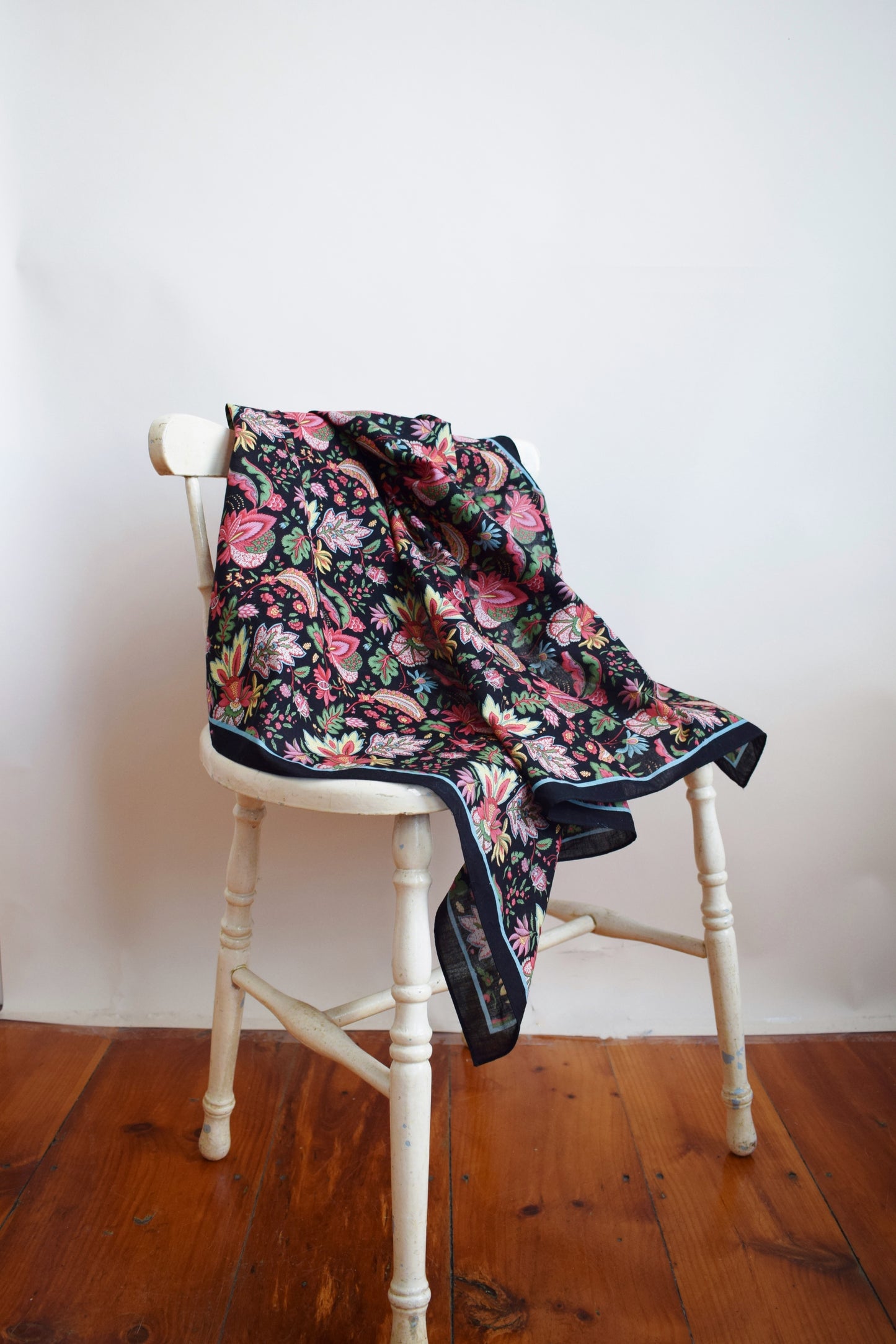 Large Vintage Paisley Floral Cotton Scarf