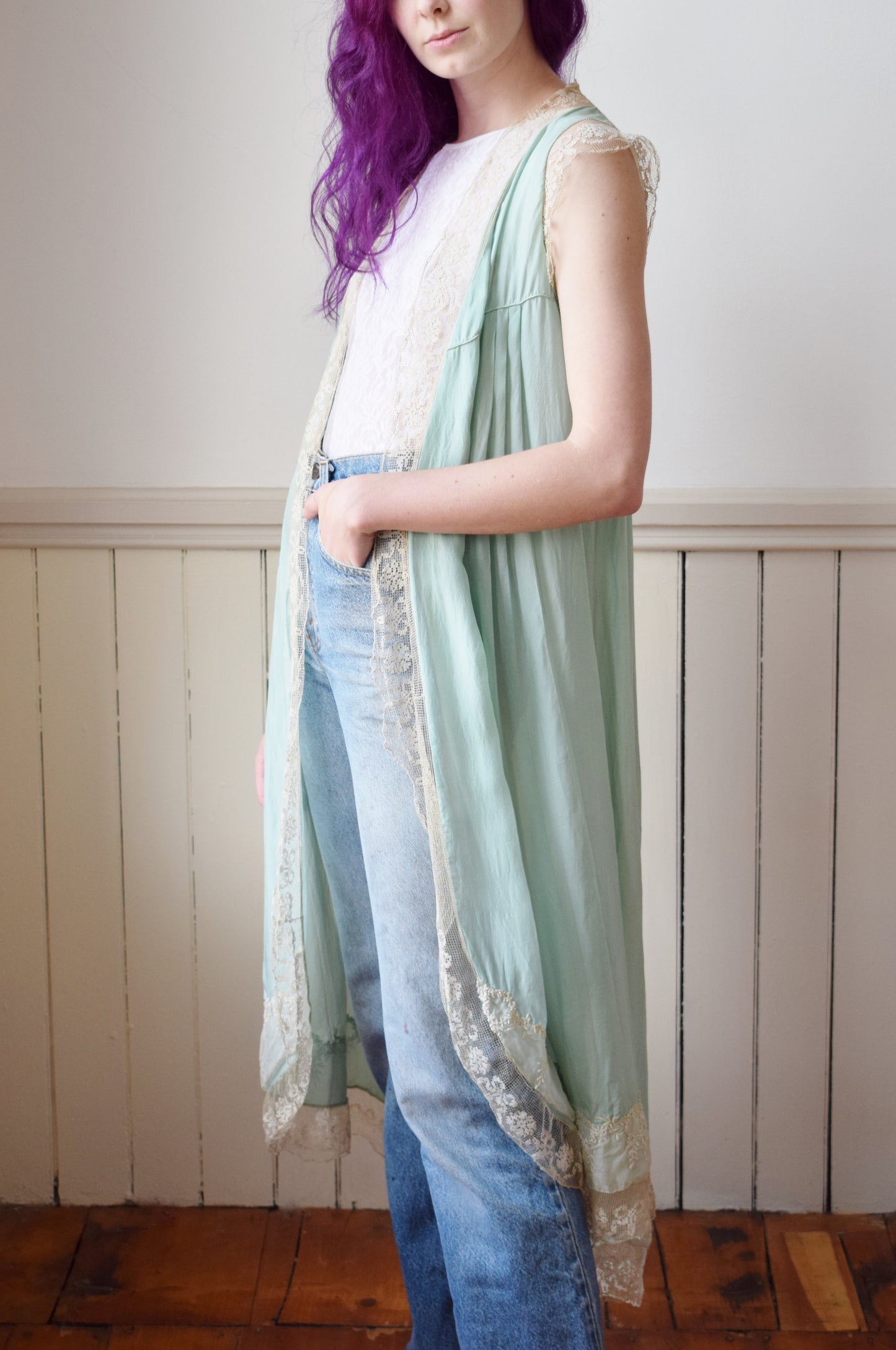 1920s Silk and Lace Robe | Topper | OS