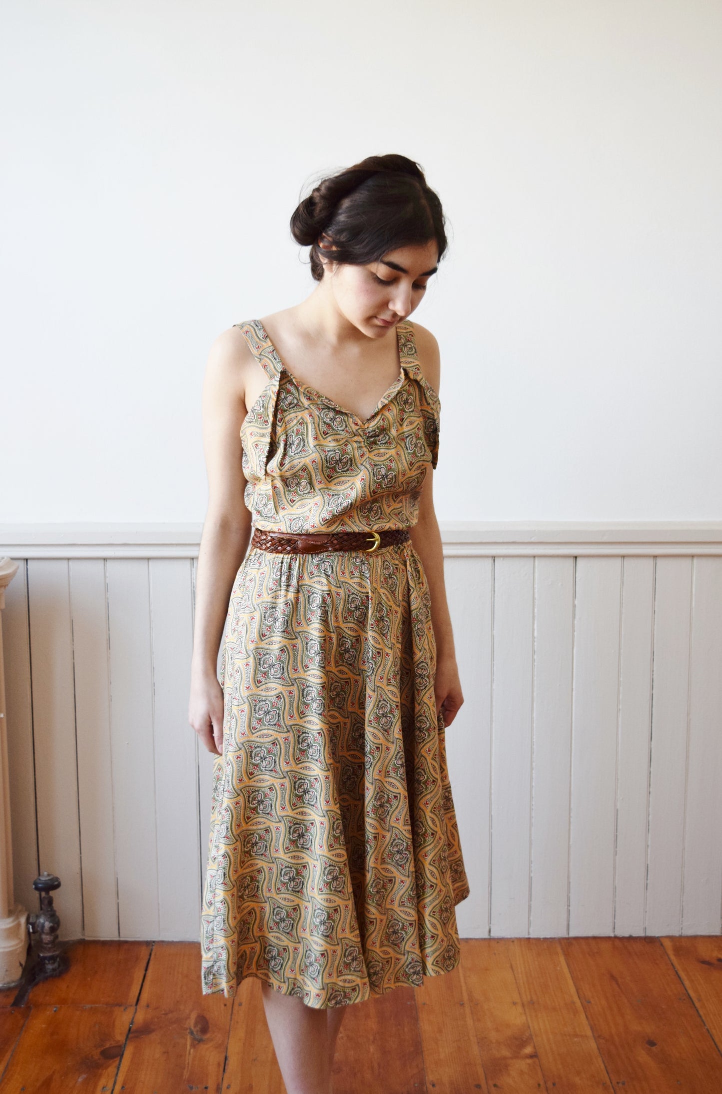 1940s Rayon Sun Dress | S