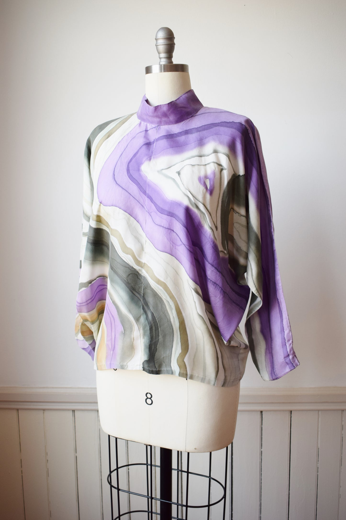 Vintage Painted Silk Geode Top | OS