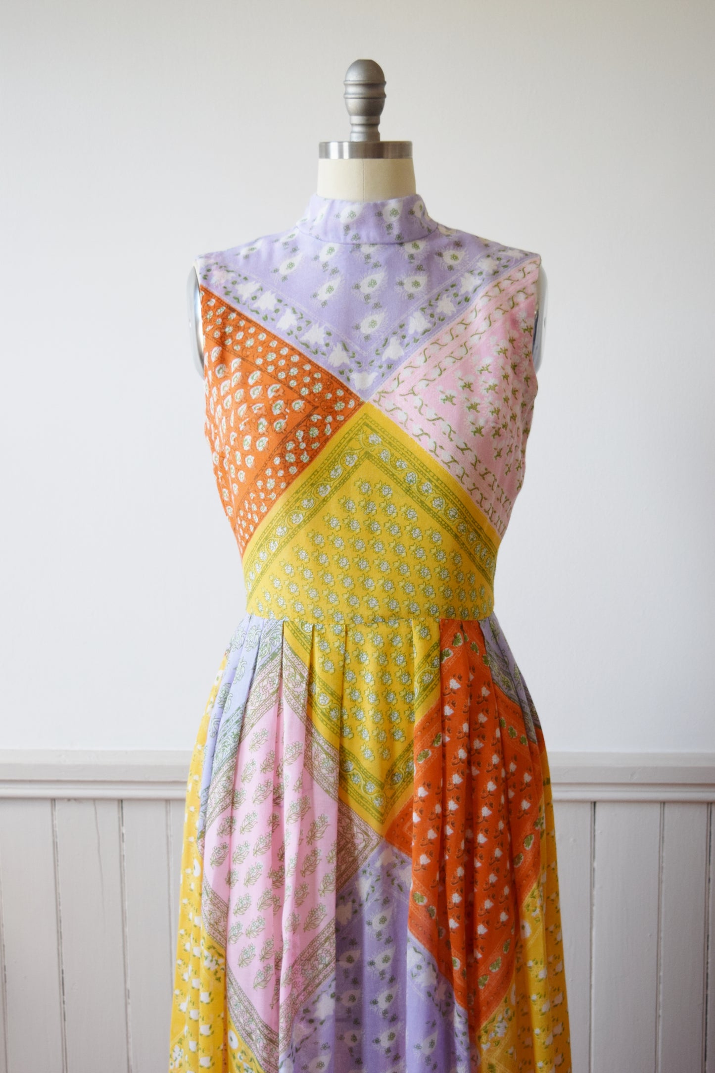Pastel Bandana Print Gown | 1960s/70s | M