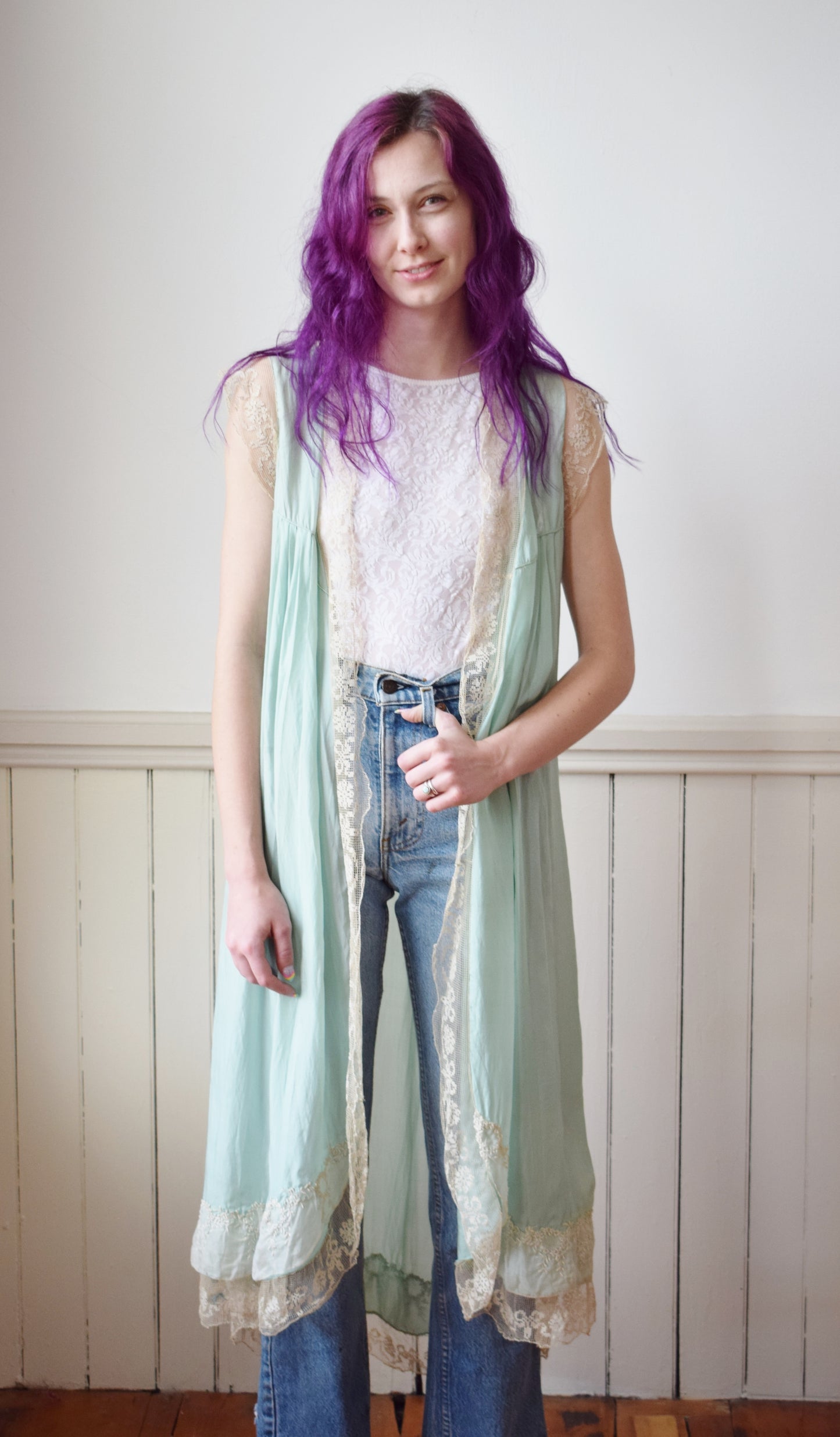 1920s Silk and Lace Robe | Topper | OS