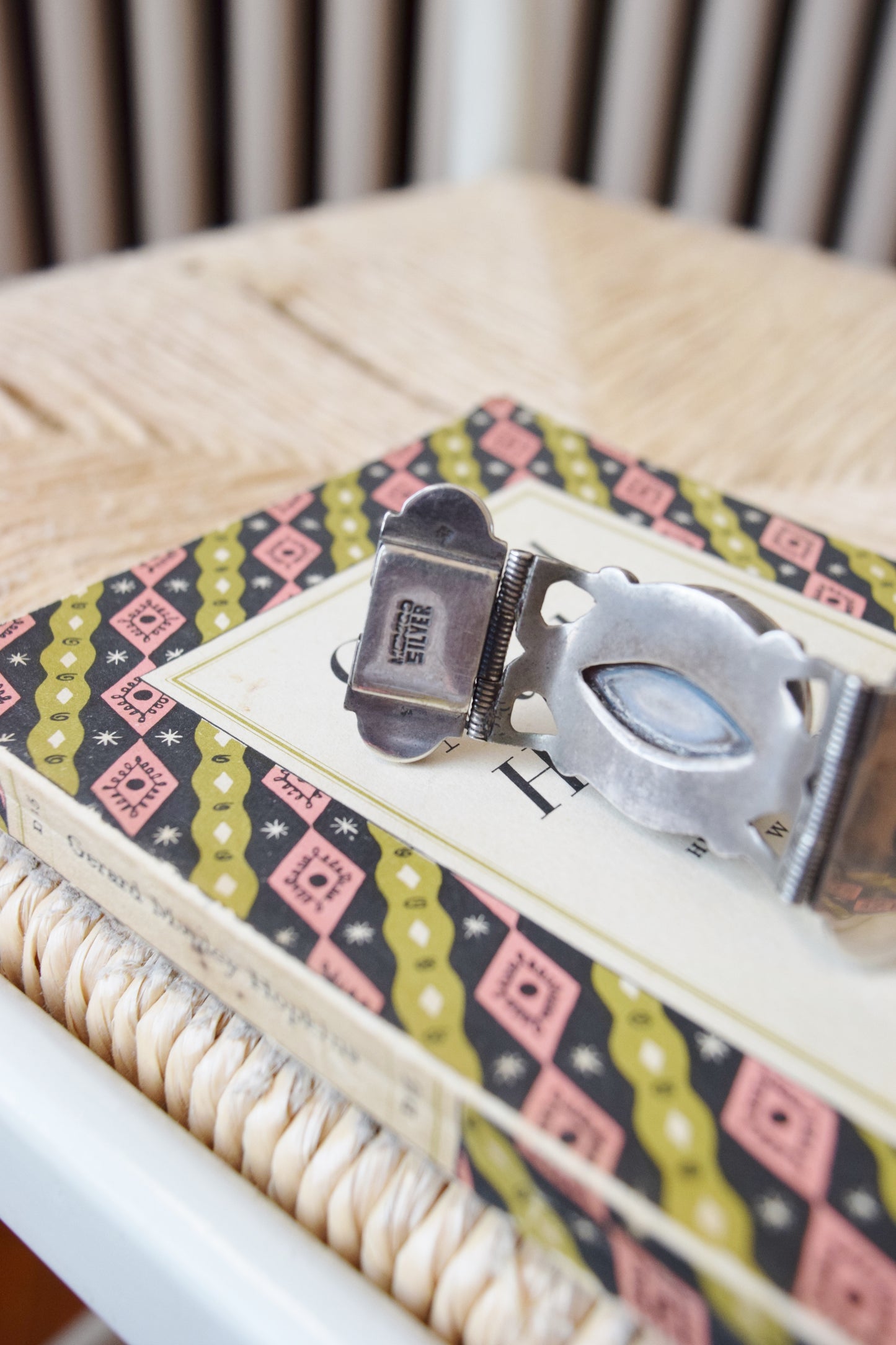 Large Mexican Sterling + Onyx Bracelet | 1970s