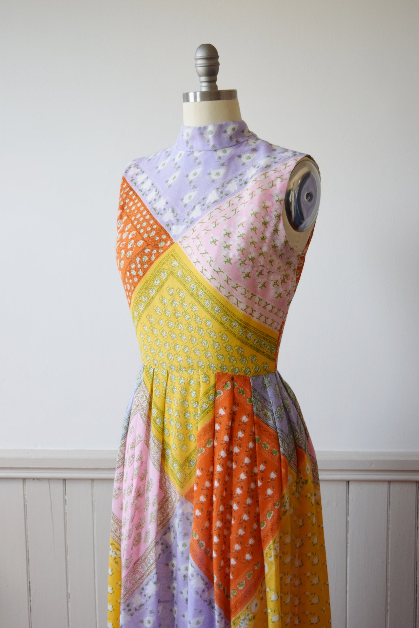 Pastel Bandana Print Gown | 1960s/70s | M