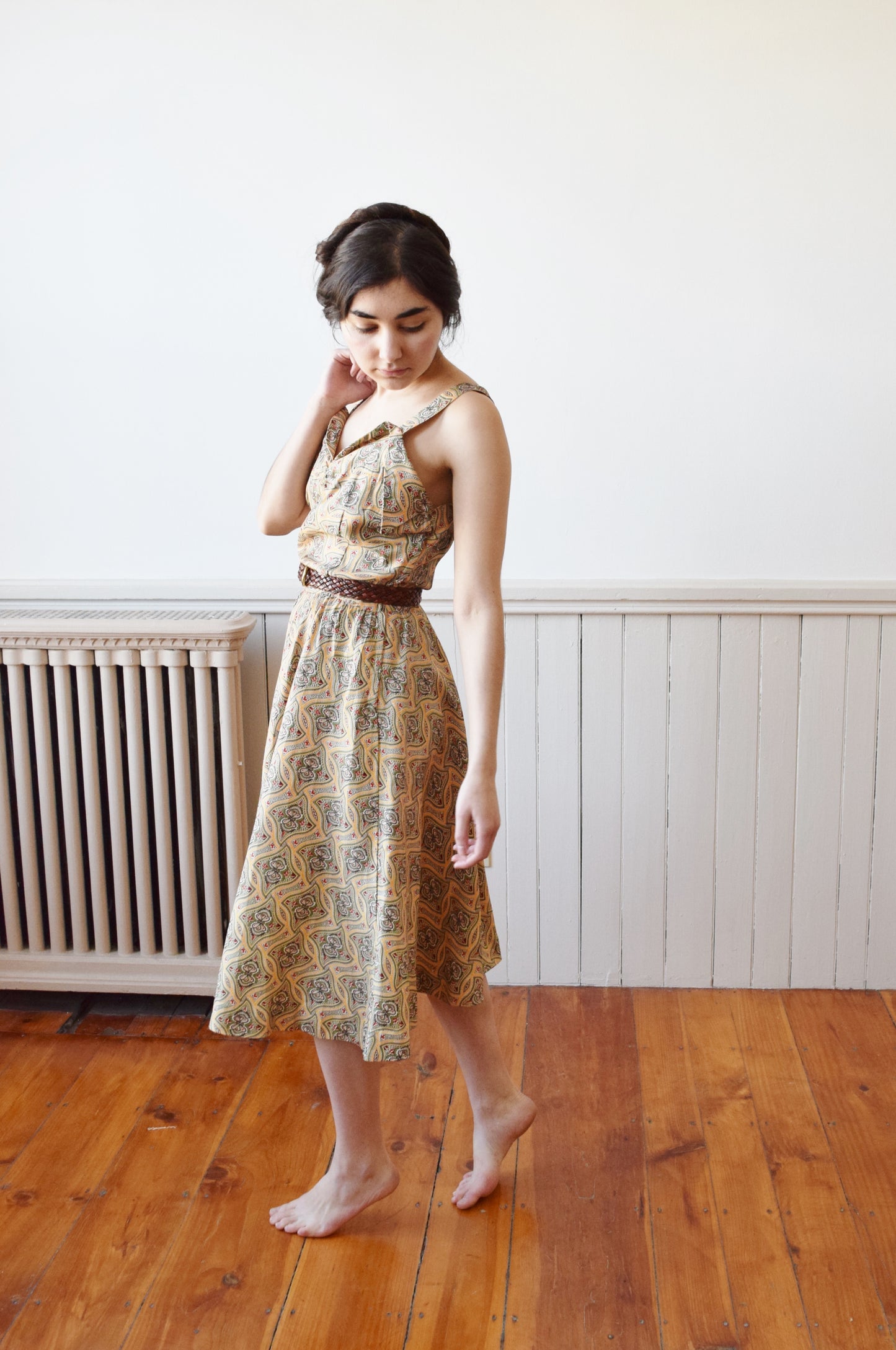 1940s Rayon Sun Dress | S