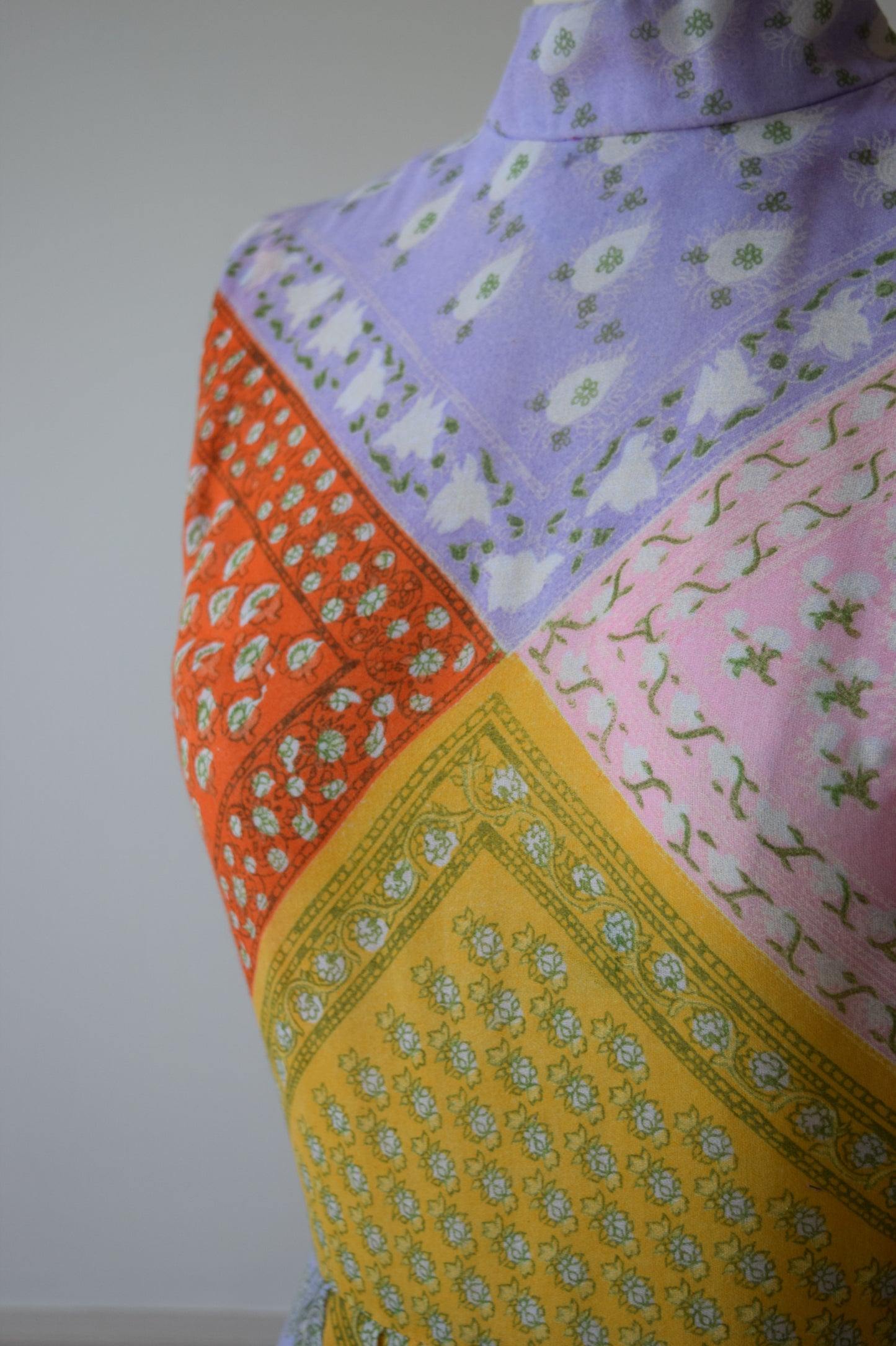 Pastel Bandana Print Gown | 1960s/70s | M