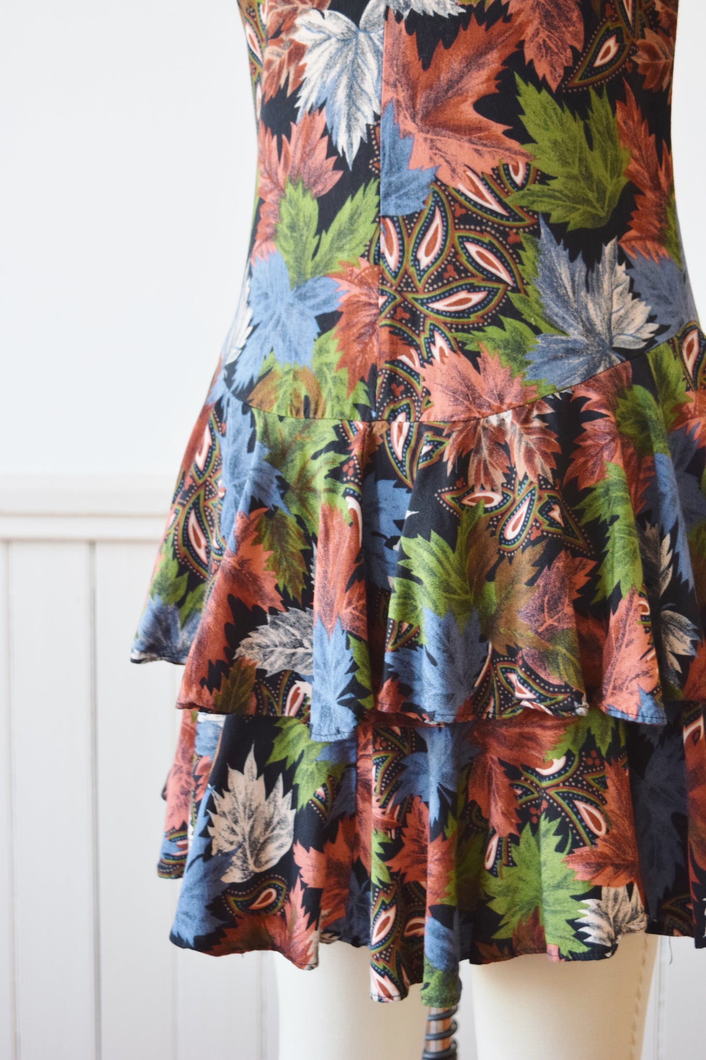Autumn Leaves Print Mini Dress | S