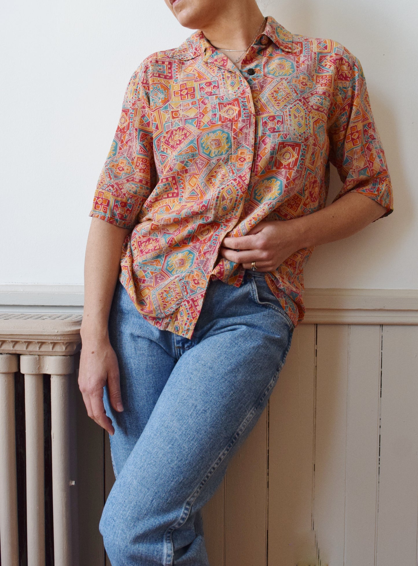 Vintage Southwestern Silk Top for Saks 5th Ave. | 1980s | M