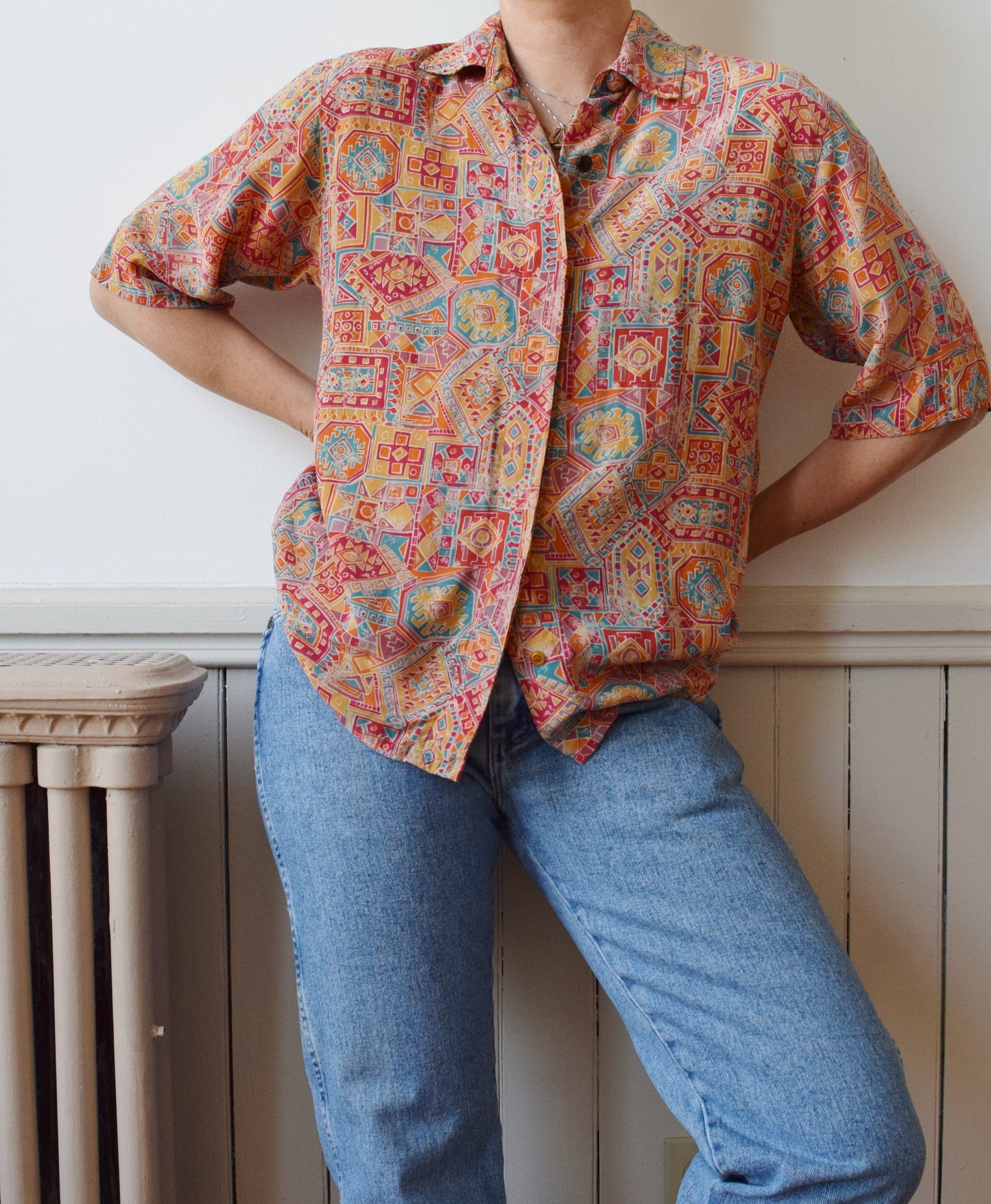 Vintage Southwestern Silk Top for Saks 5th Ave. | 1980s | M