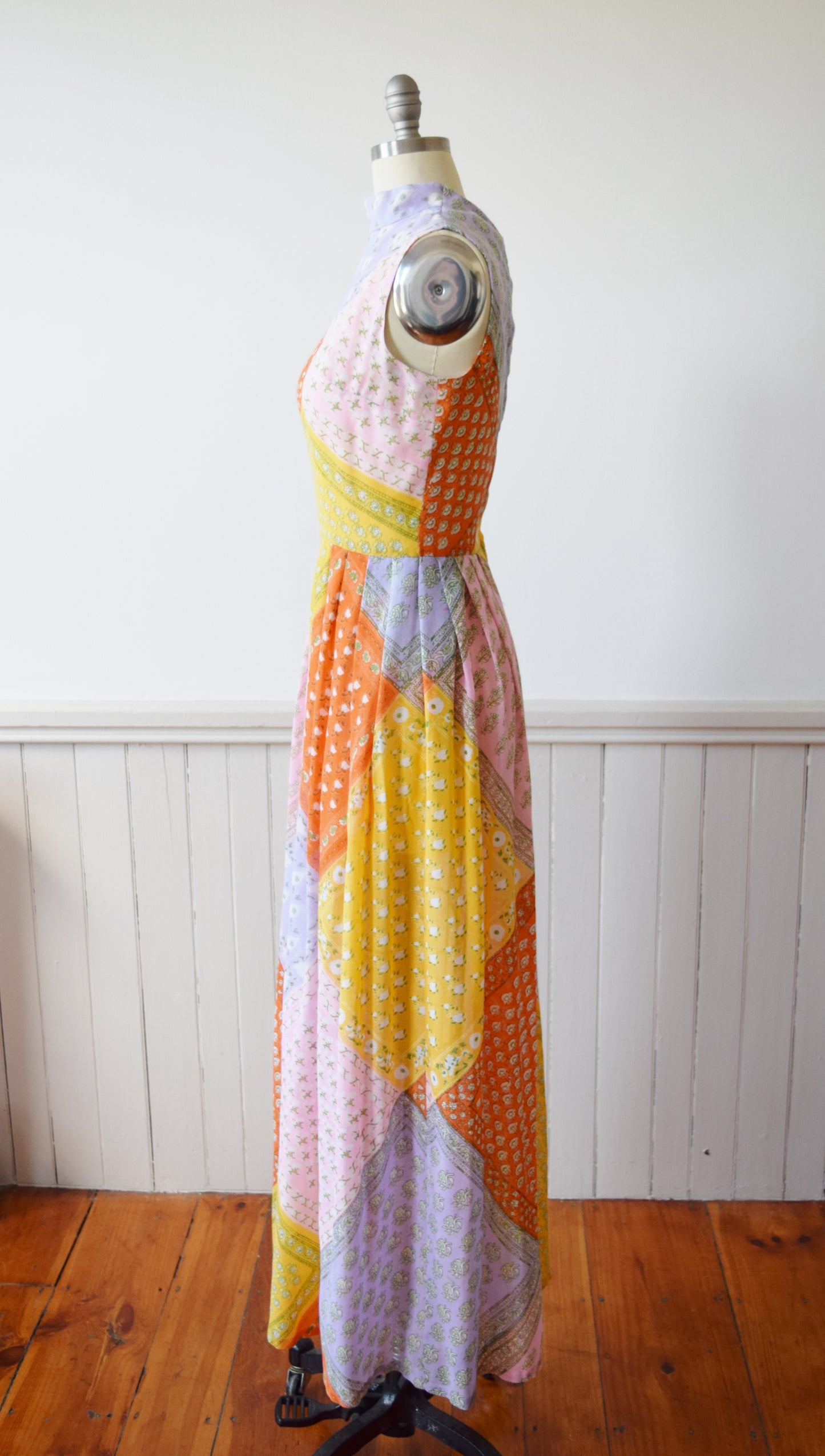 Pastel Bandana Print Gown | 1960s/70s | M