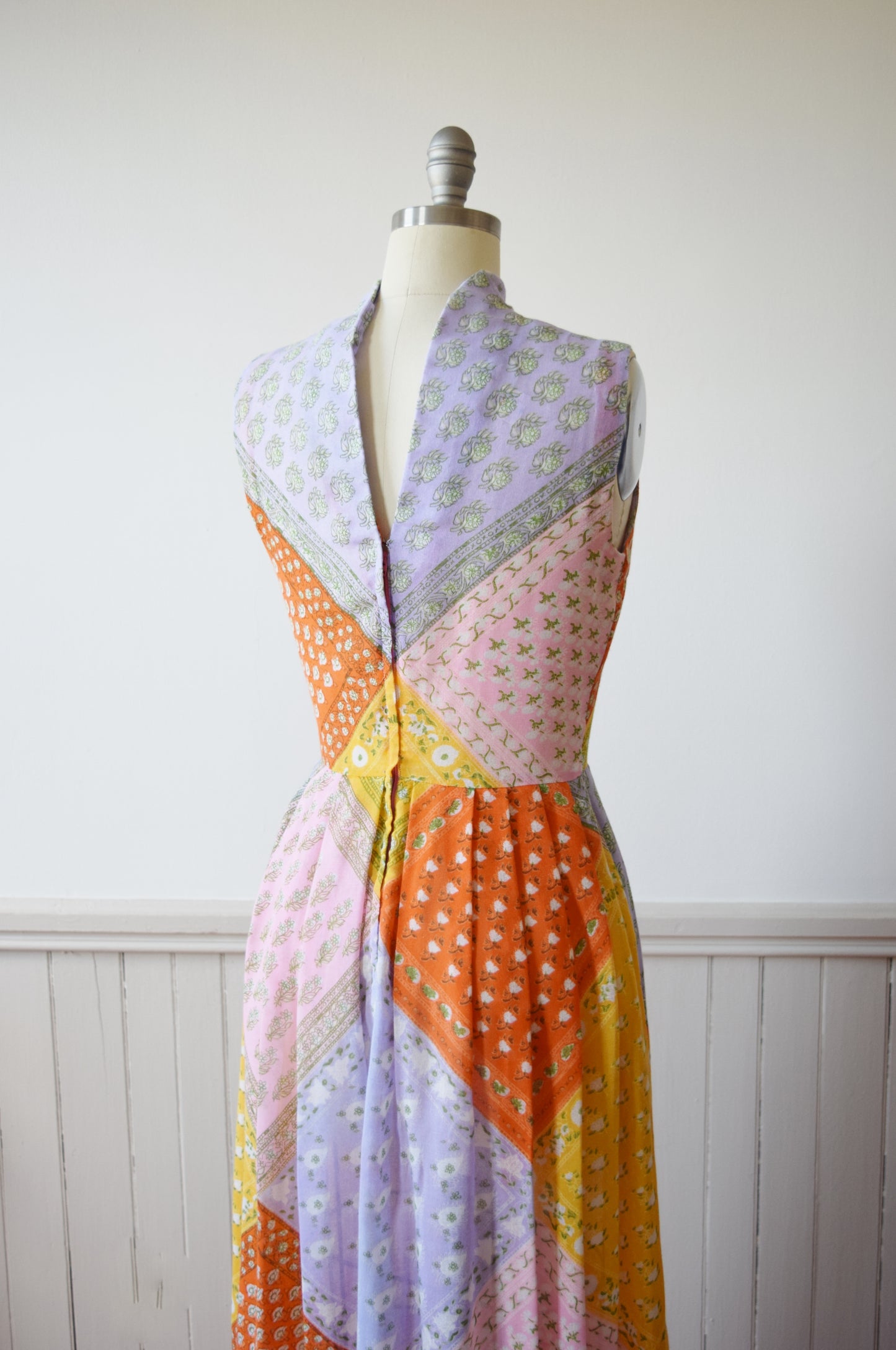 Pastel Bandana Print Gown | 1960s/70s | M