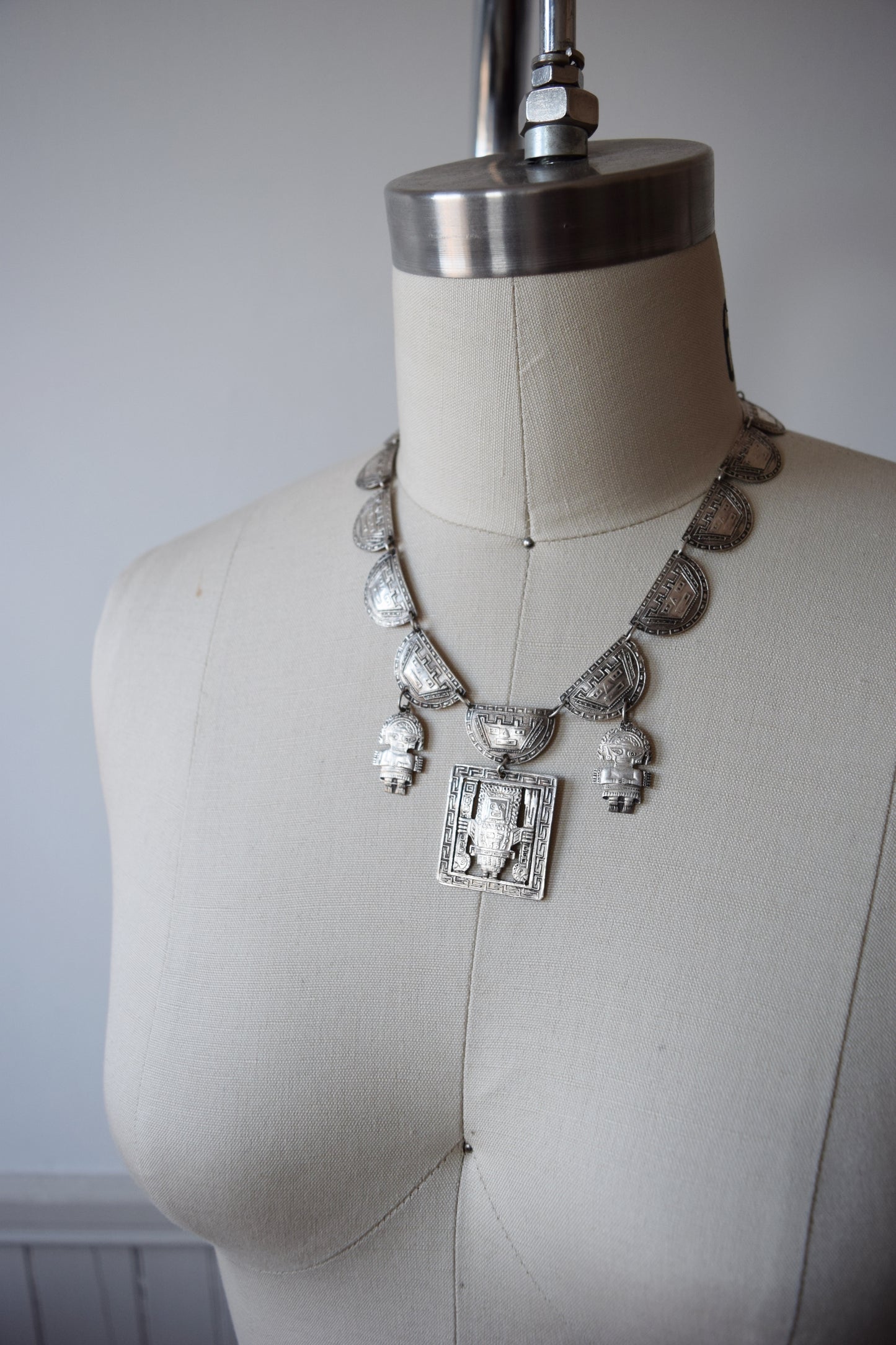 Peruvian Figural Silver Necklace