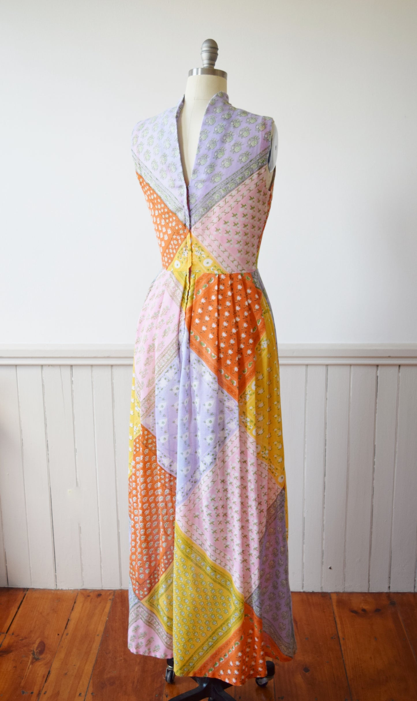 Pastel Bandana Print Gown | 1960s/70s | M