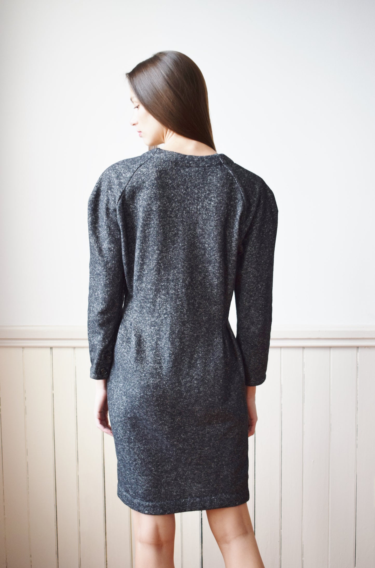 Vintage Norma Kamali Heathered Grey Knit Dress | S