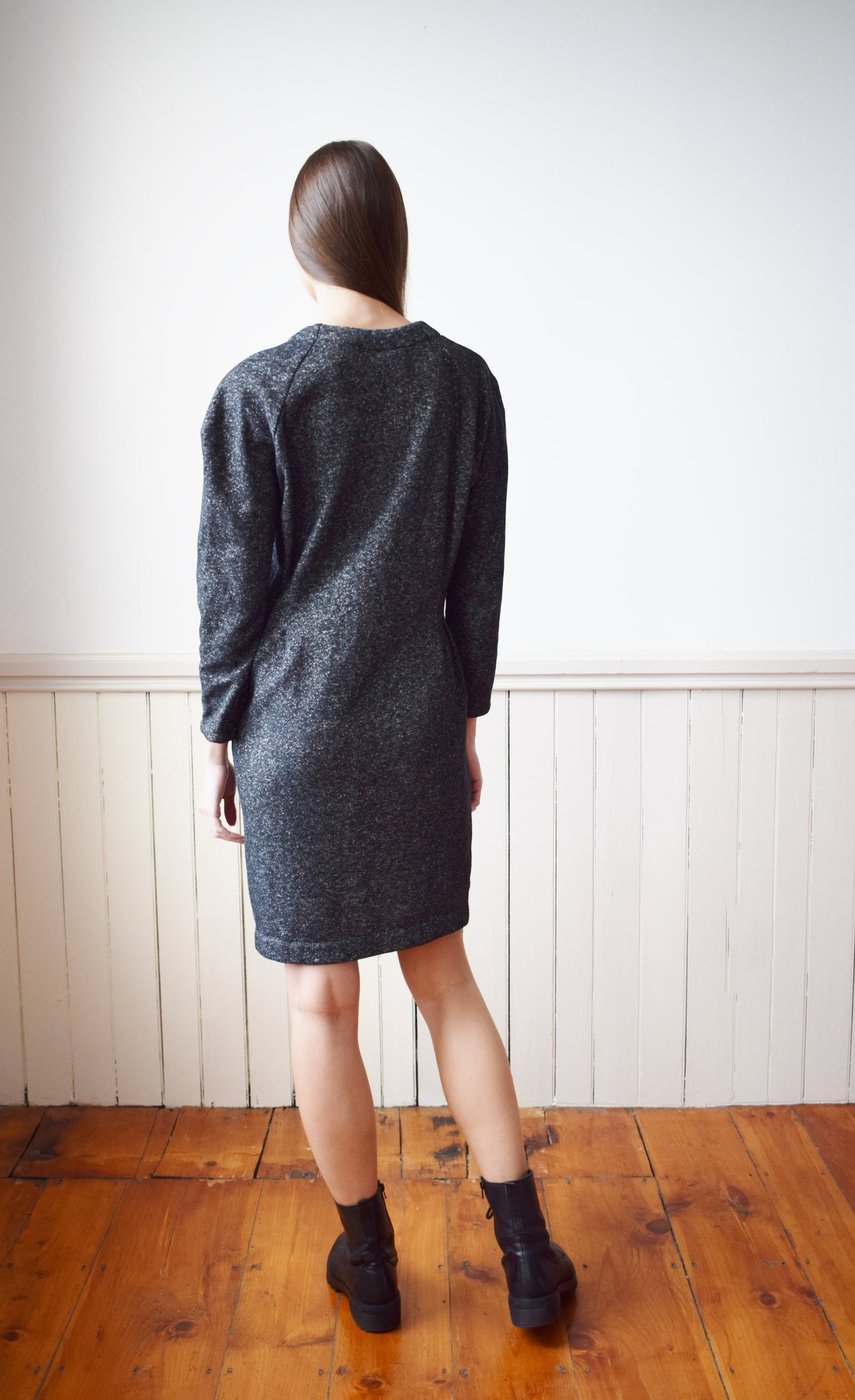 Vintage Norma Kamali Heathered Grey Knit Dress | S