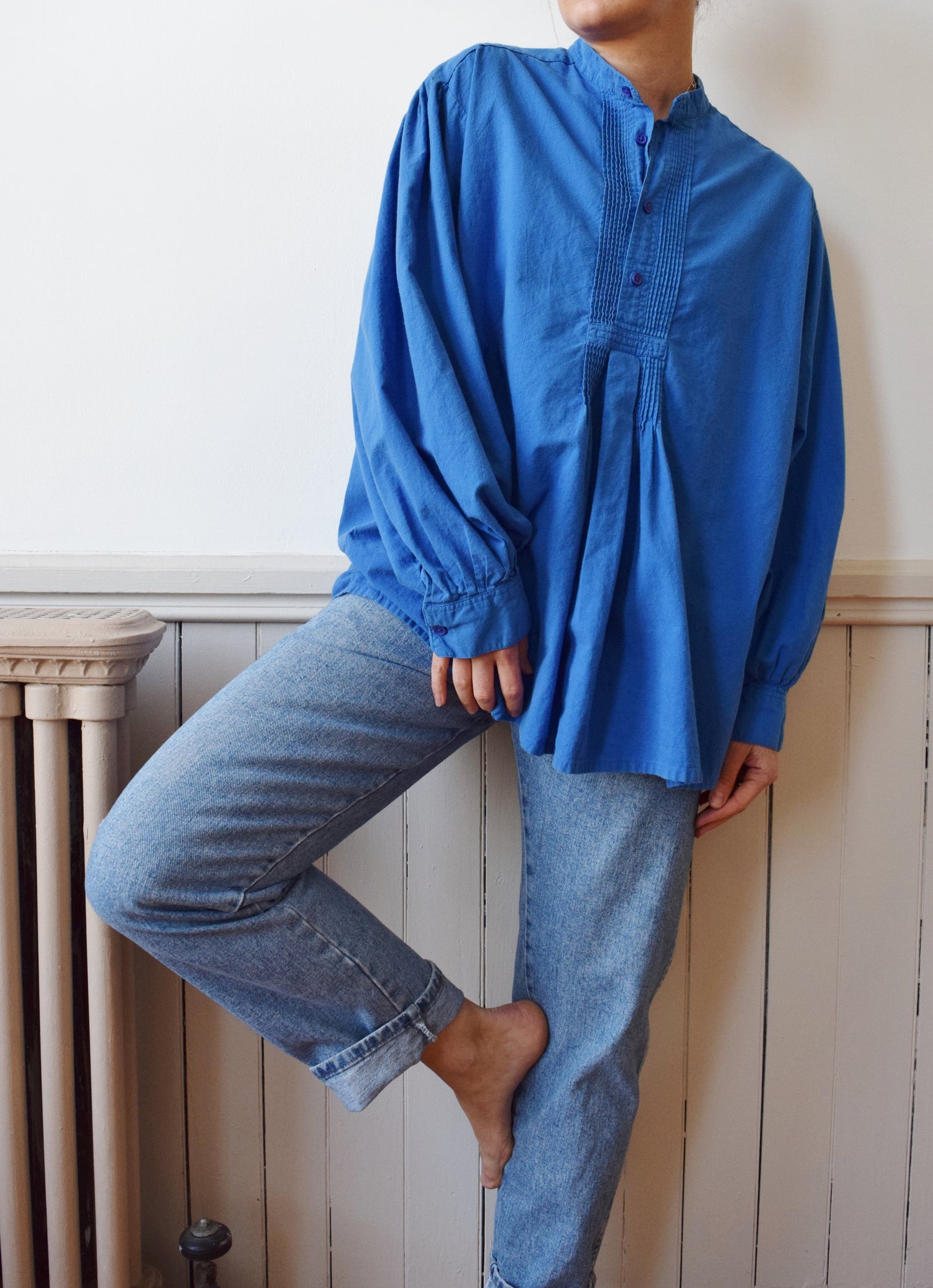 Vintage Soft Cotton Poet’s Blouse | 1990s | M-L