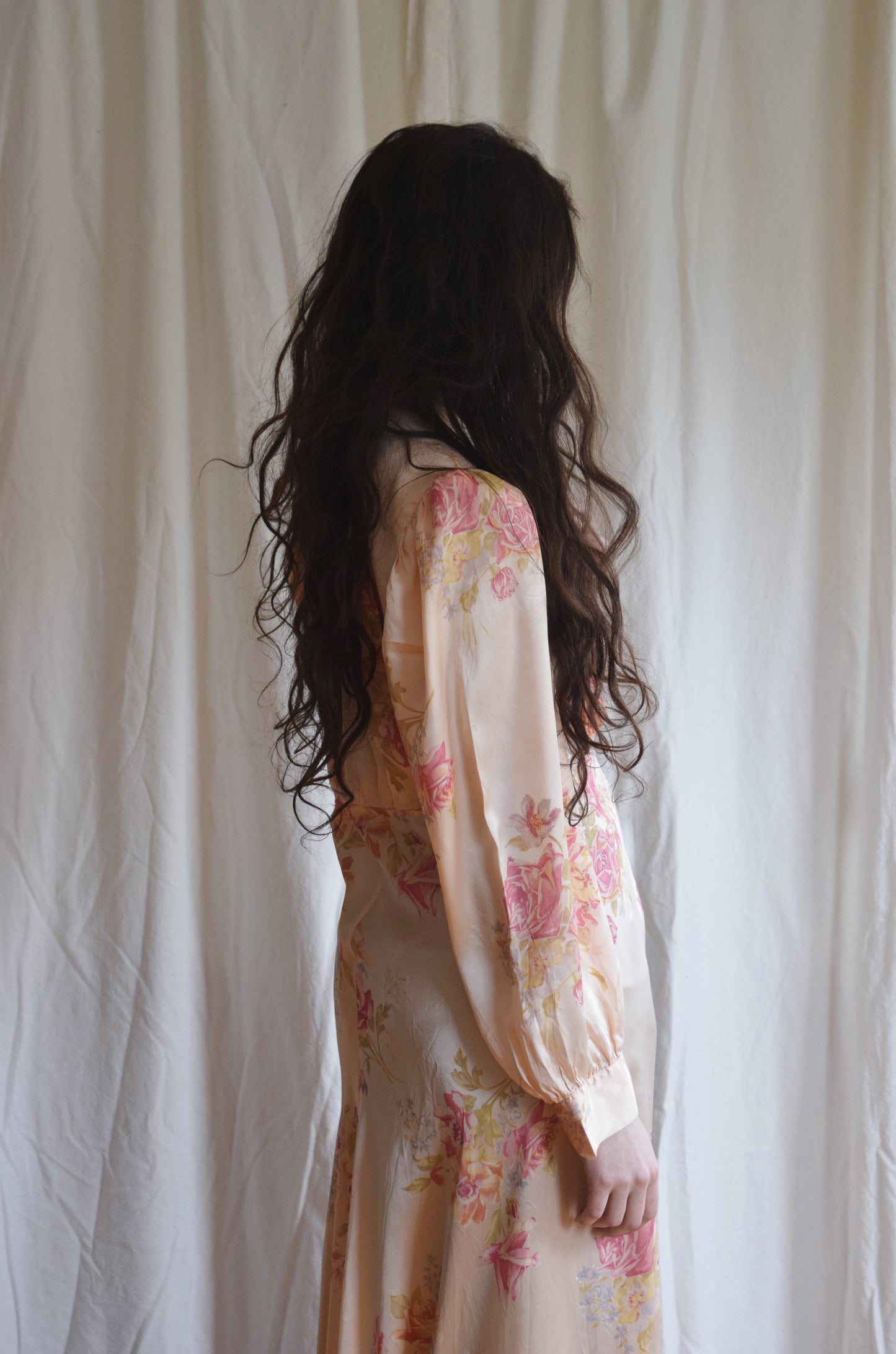 1940s Floral Satin Duster / Dressing Gown