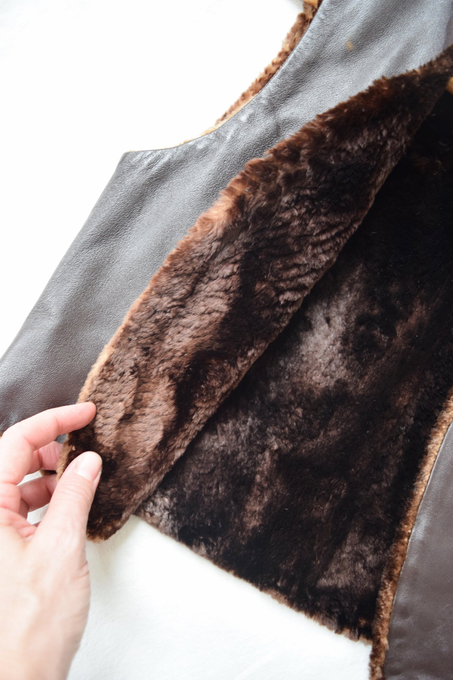 1970s Fur Lined Leather Vest | XS/S