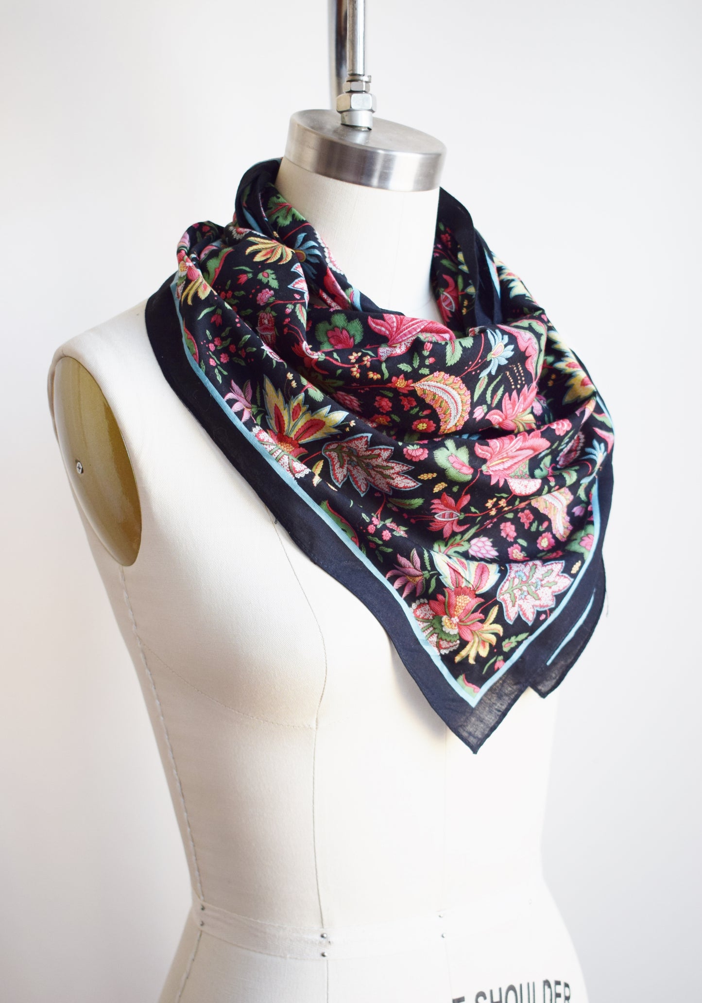 Large Vintage Paisley Floral Cotton Scarf