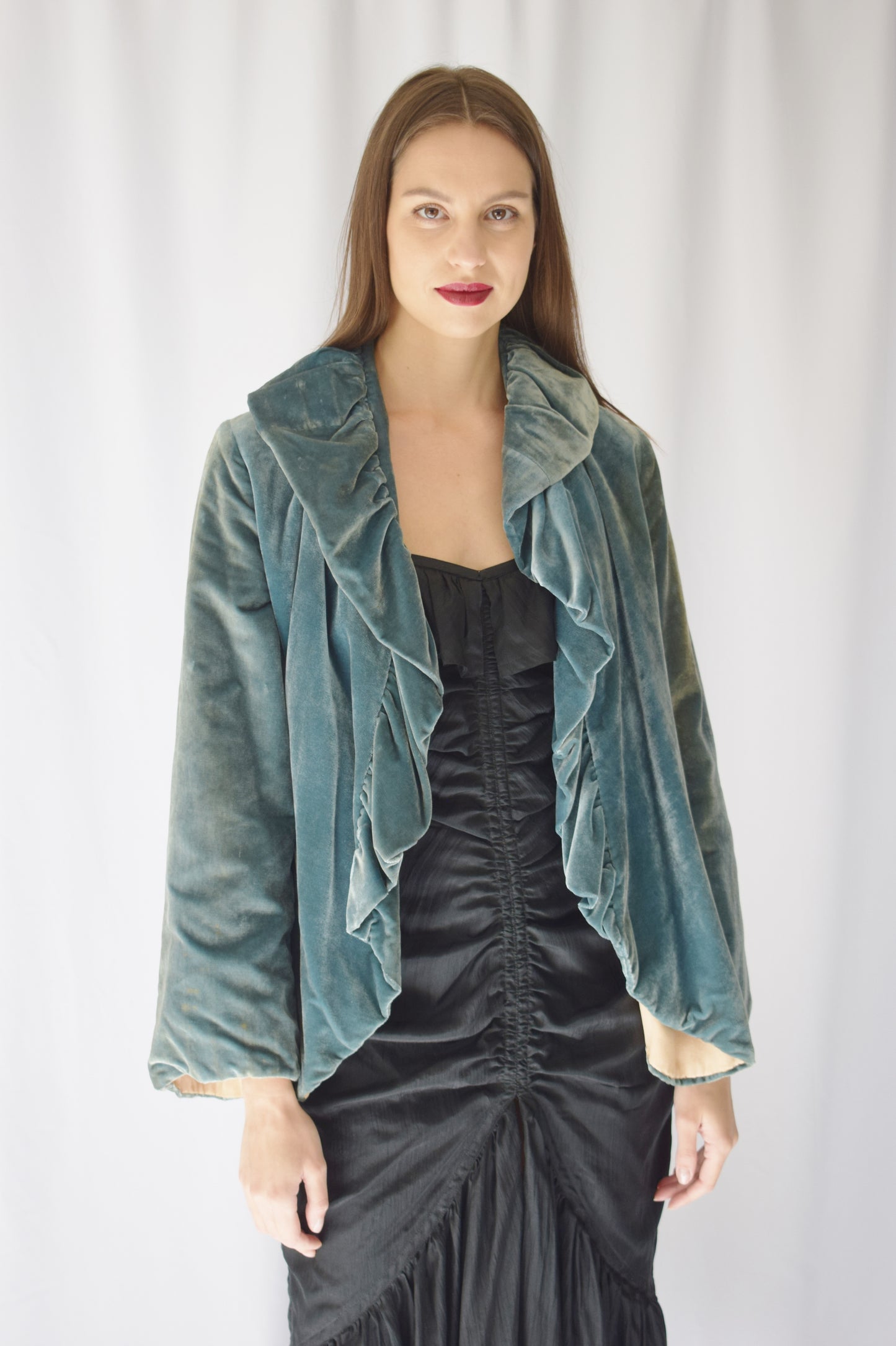 1930s Robin's Egg Blue Velvet Jacket | S