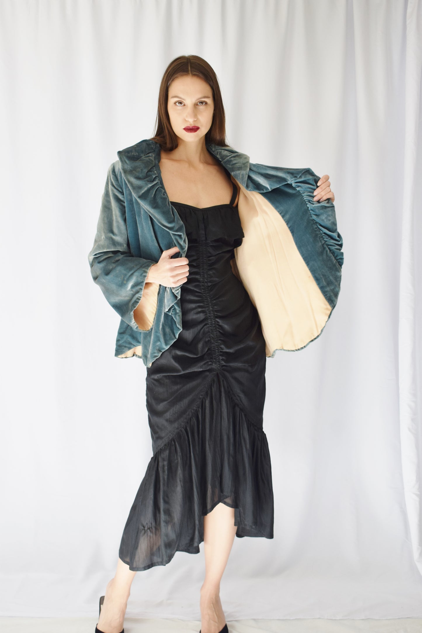 1930s Robin's Egg Blue Velvet Jacket | S