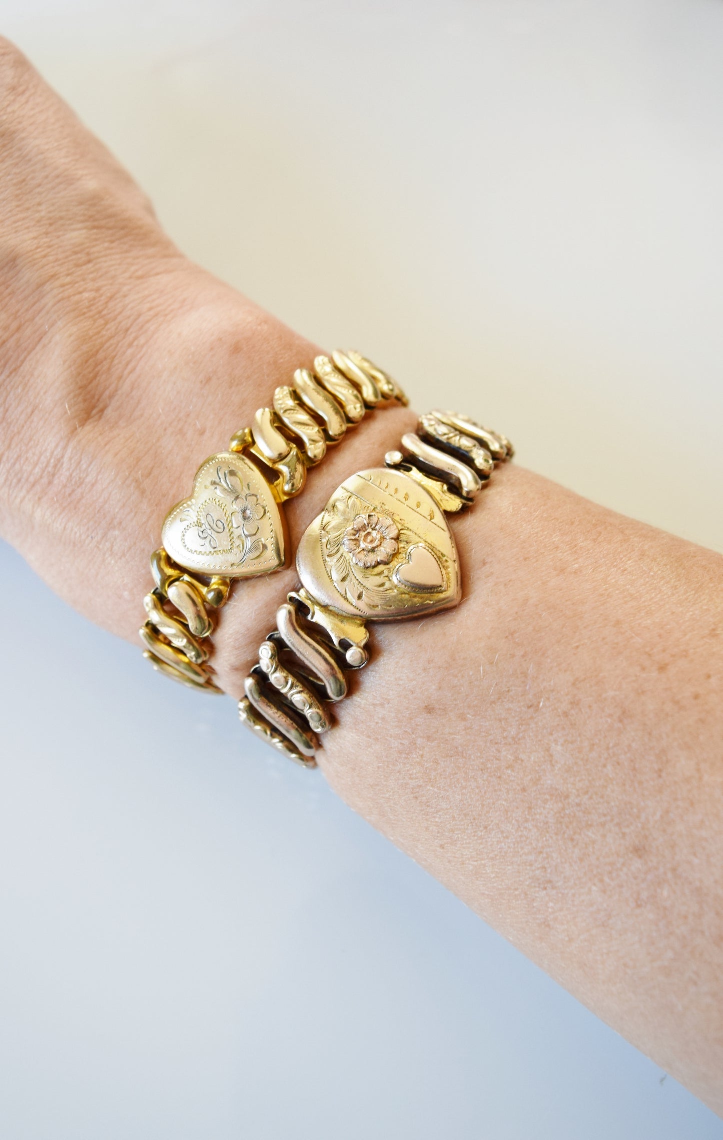 Vintage Sweetheart Expansion Bracelet with Engraved Heart Charm | "H"