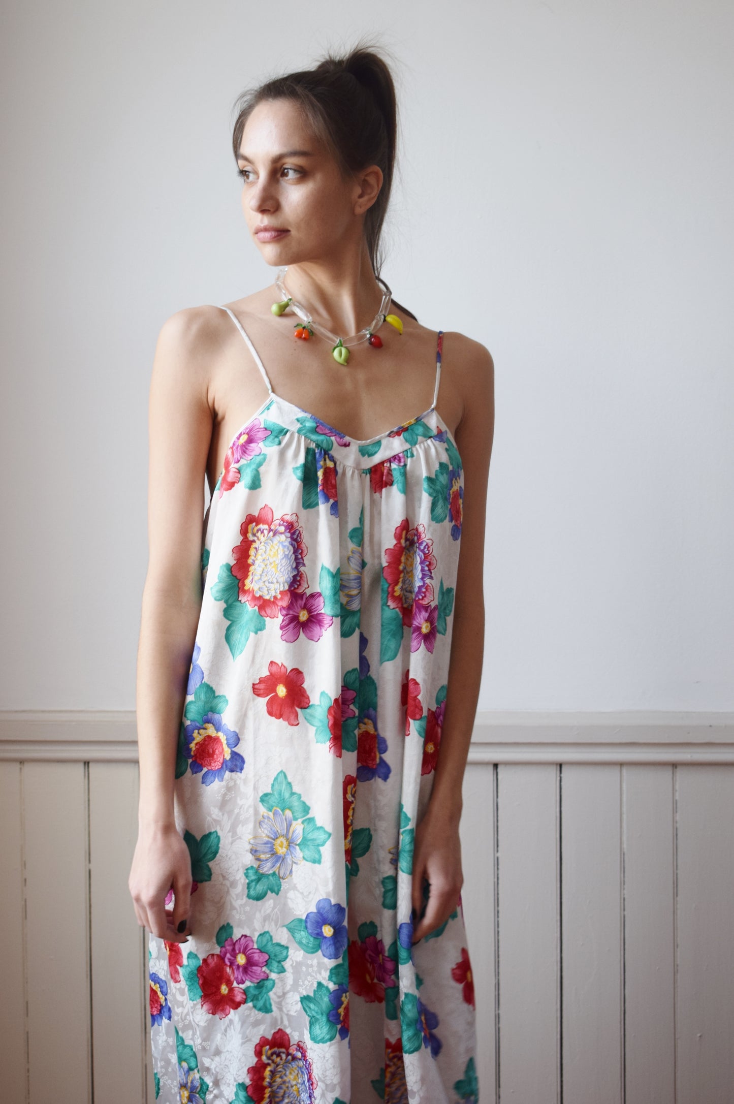 Vintage Mary Mcfadden Floral Slip Dress | S/M