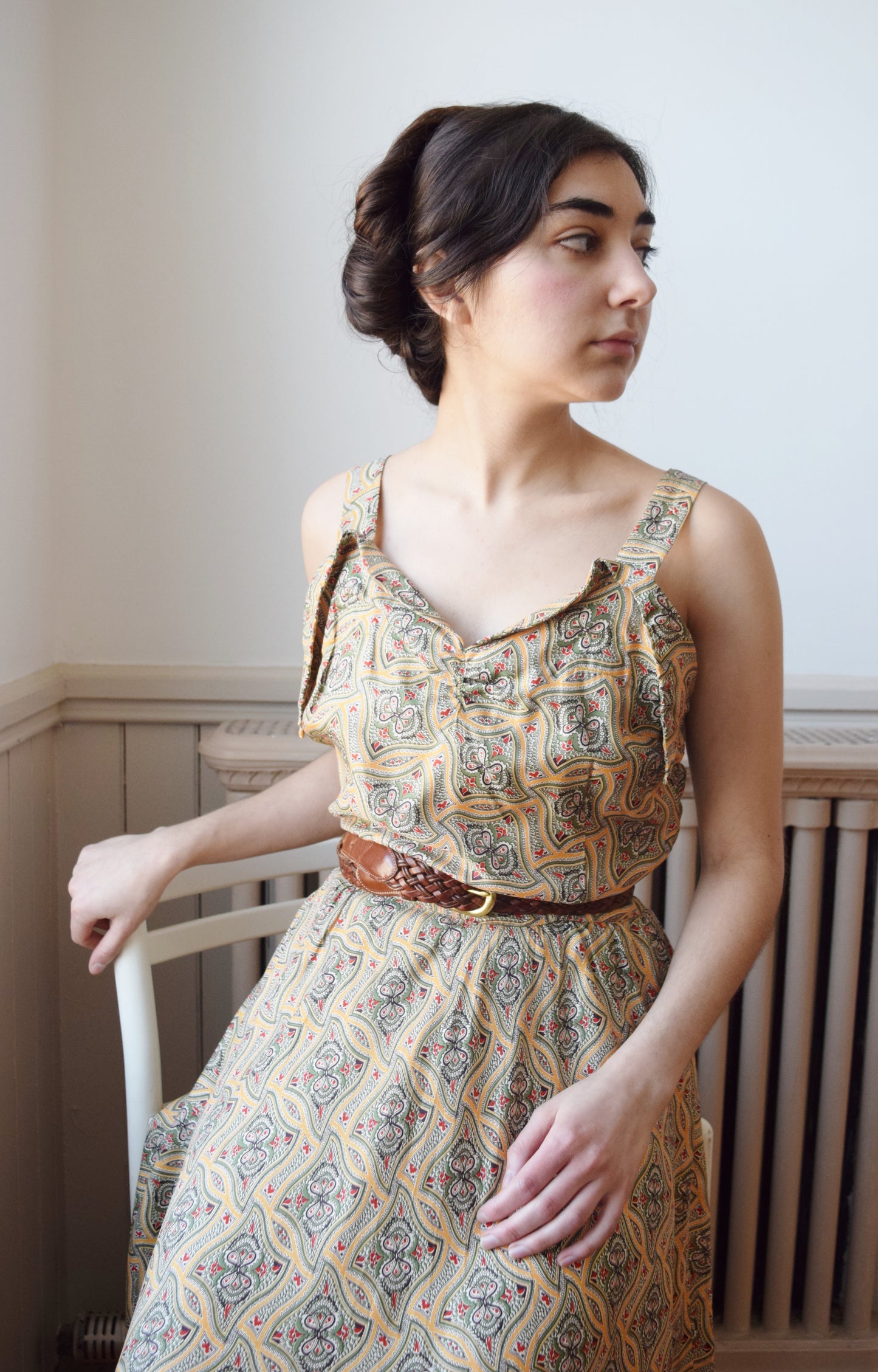 1940s Rayon Sun Dress | S