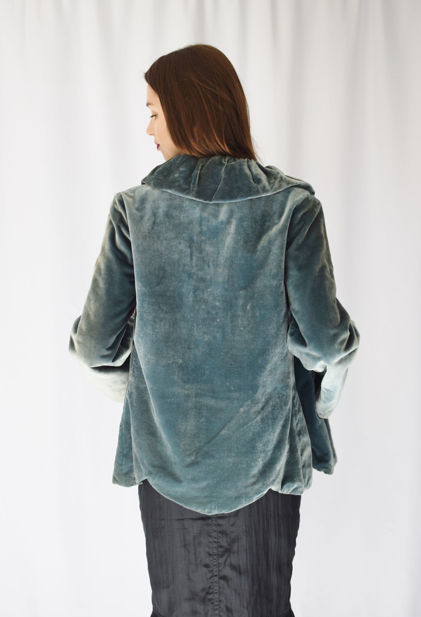 1930s Robin's Egg Blue Velvet Jacket | S