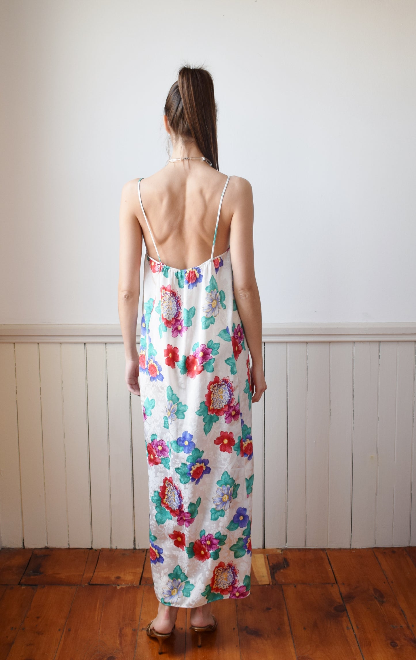 Vintage Mary Mcfadden Floral Slip Dress | S/M