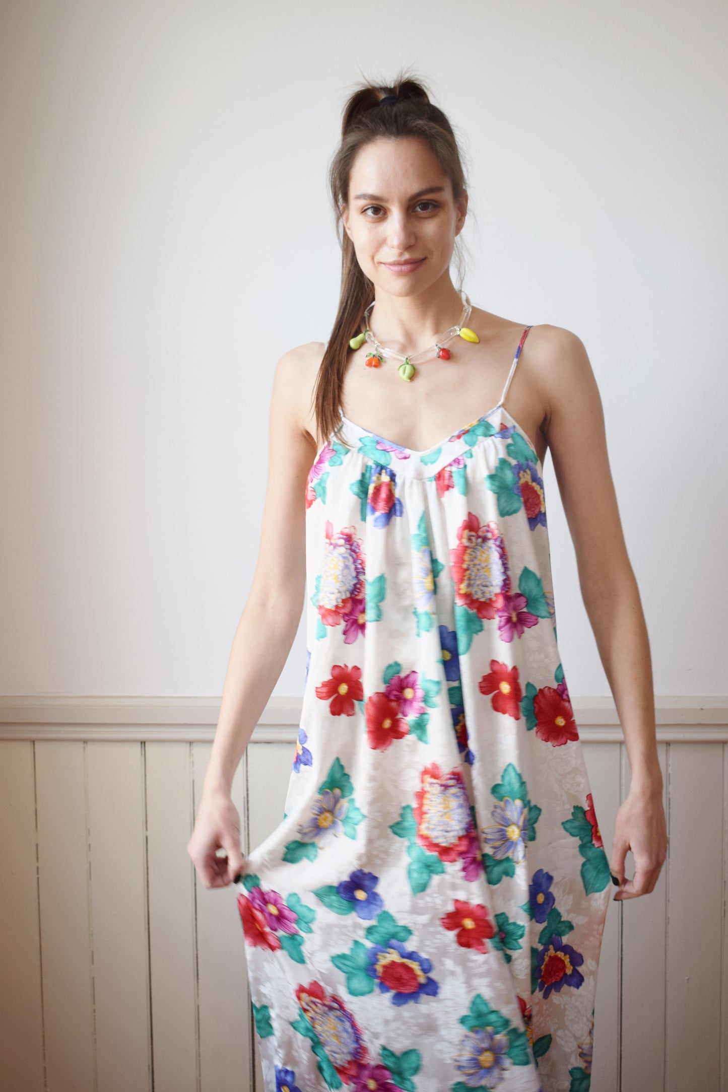 Vintage Mary Mcfadden Floral Slip Dress | S/M
