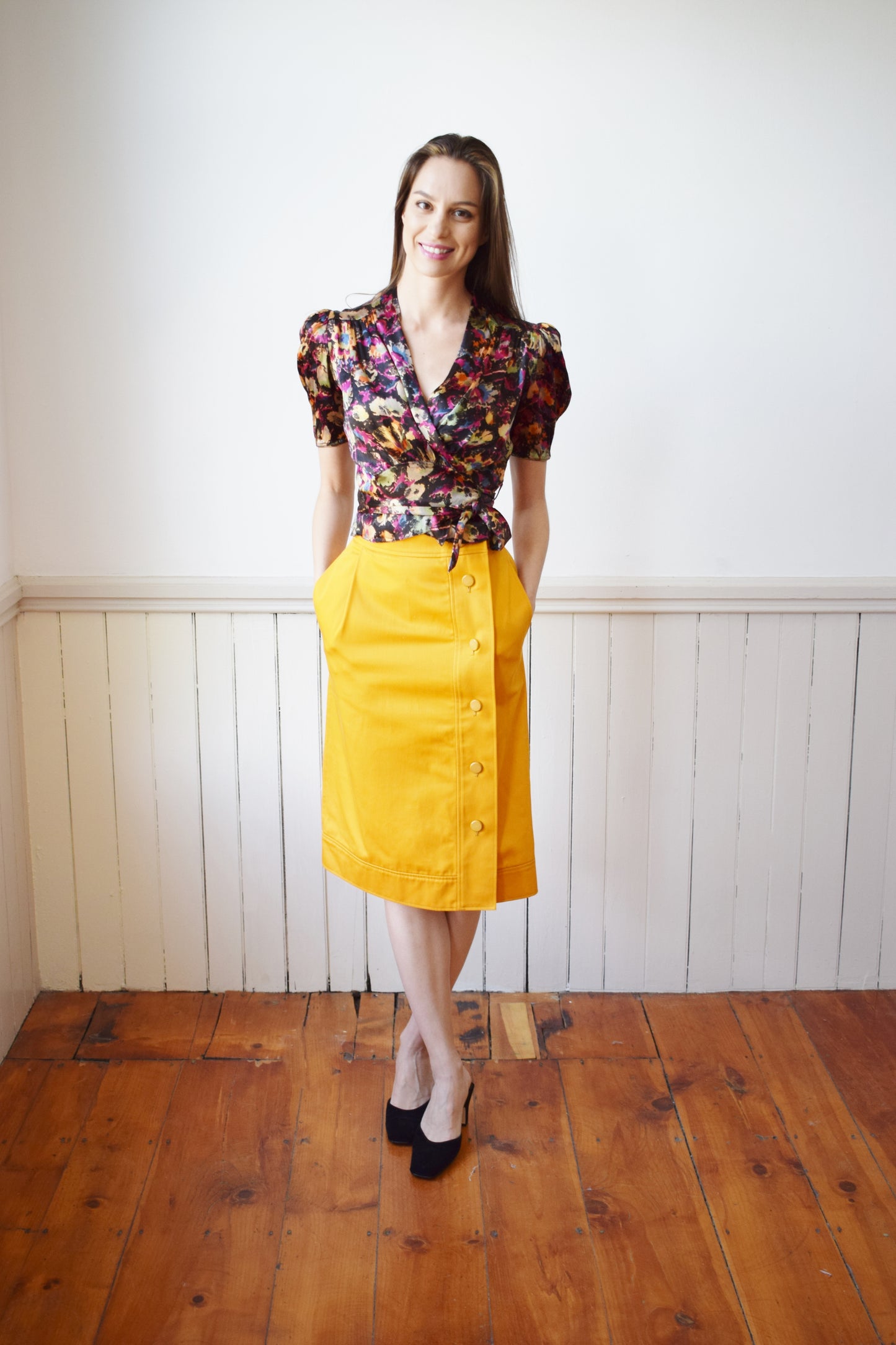 90s Saint Laurent Marigold Cotton Skirt | XS/S
