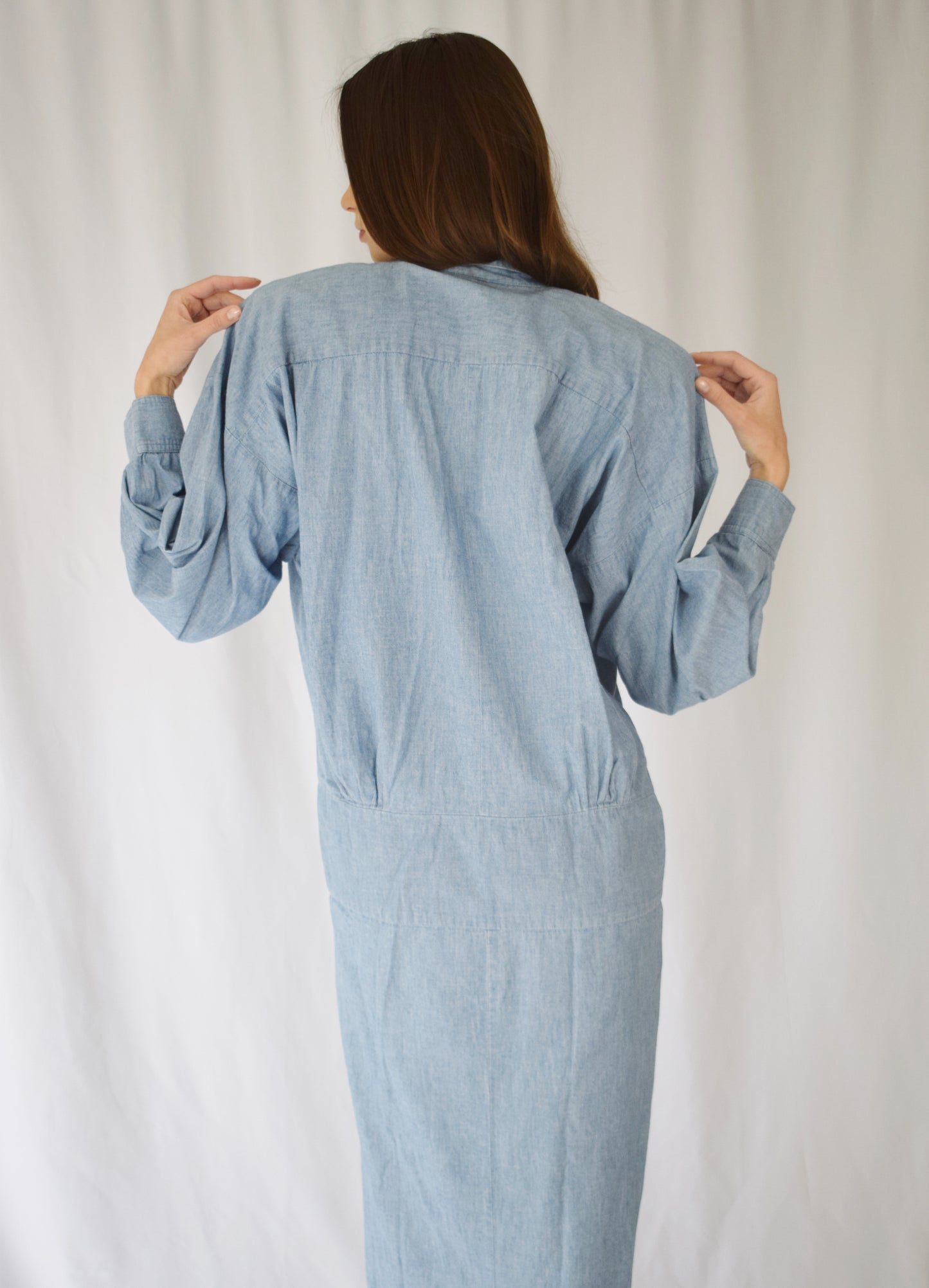 1980s Norma Kamali Chambray Dress | M
