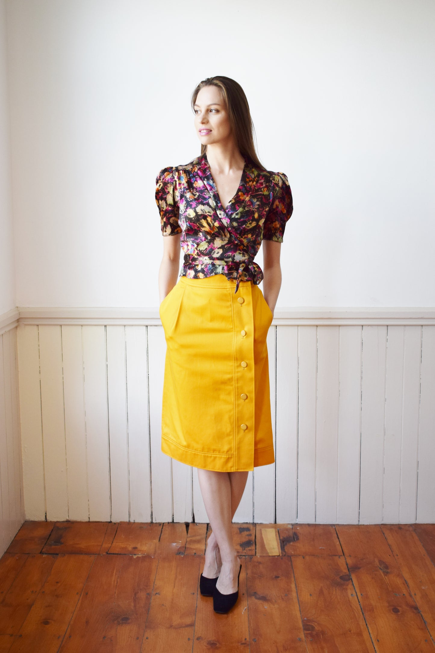 90s Saint Laurent Marigold Cotton Skirt | XS/S