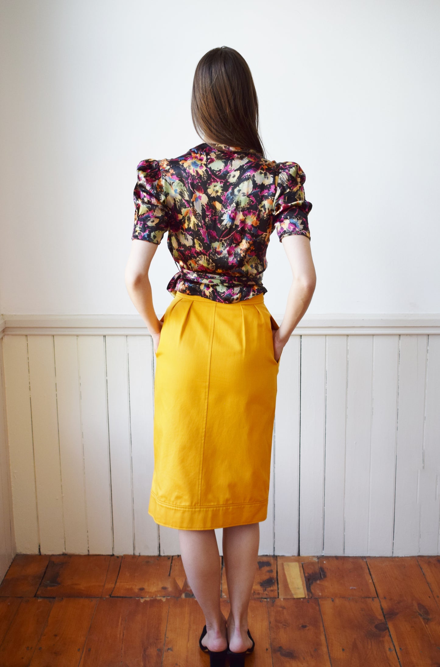 90s Saint Laurent Marigold Cotton Skirt | XS/S