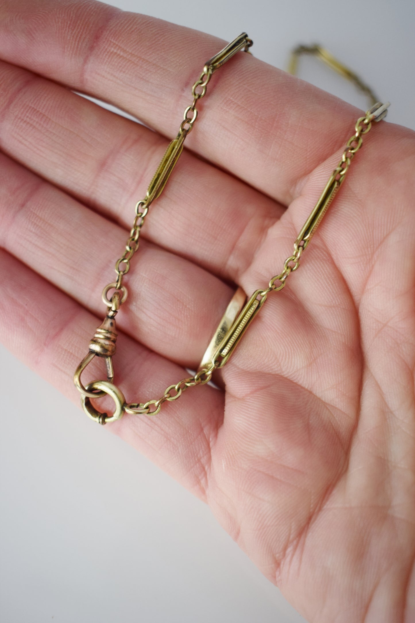 Antique Art Deco Gold-fill Fob Chain Necklace