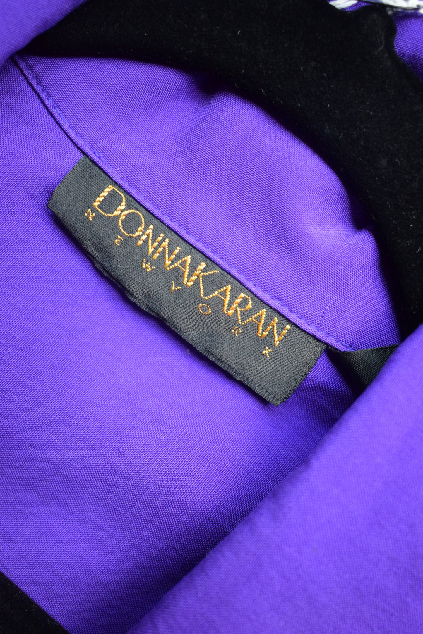 90s Donna Karan Royal Purple Silk Jumpsuit | L