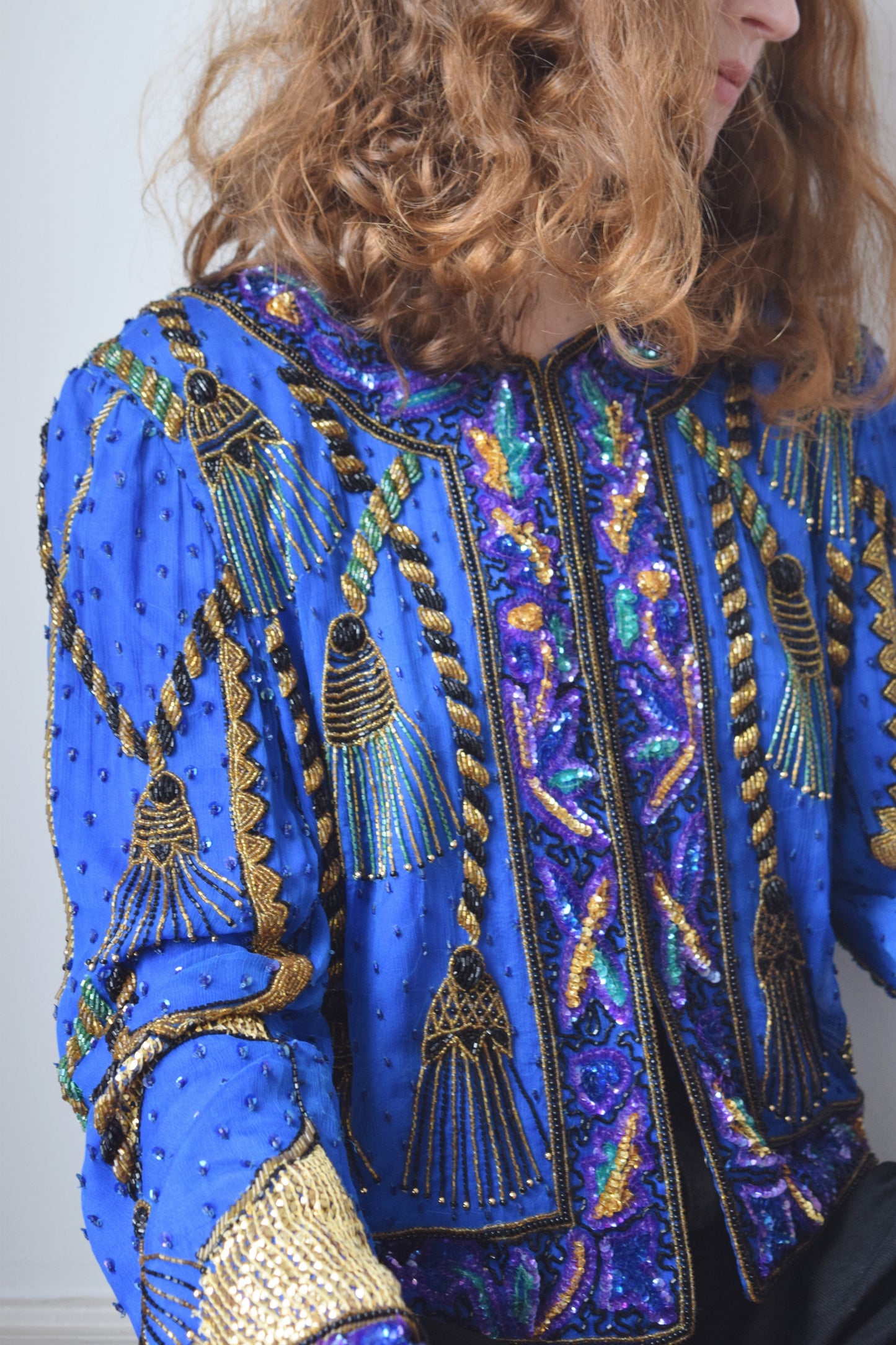 1980s Tassel Design Beaded Jacket | M
