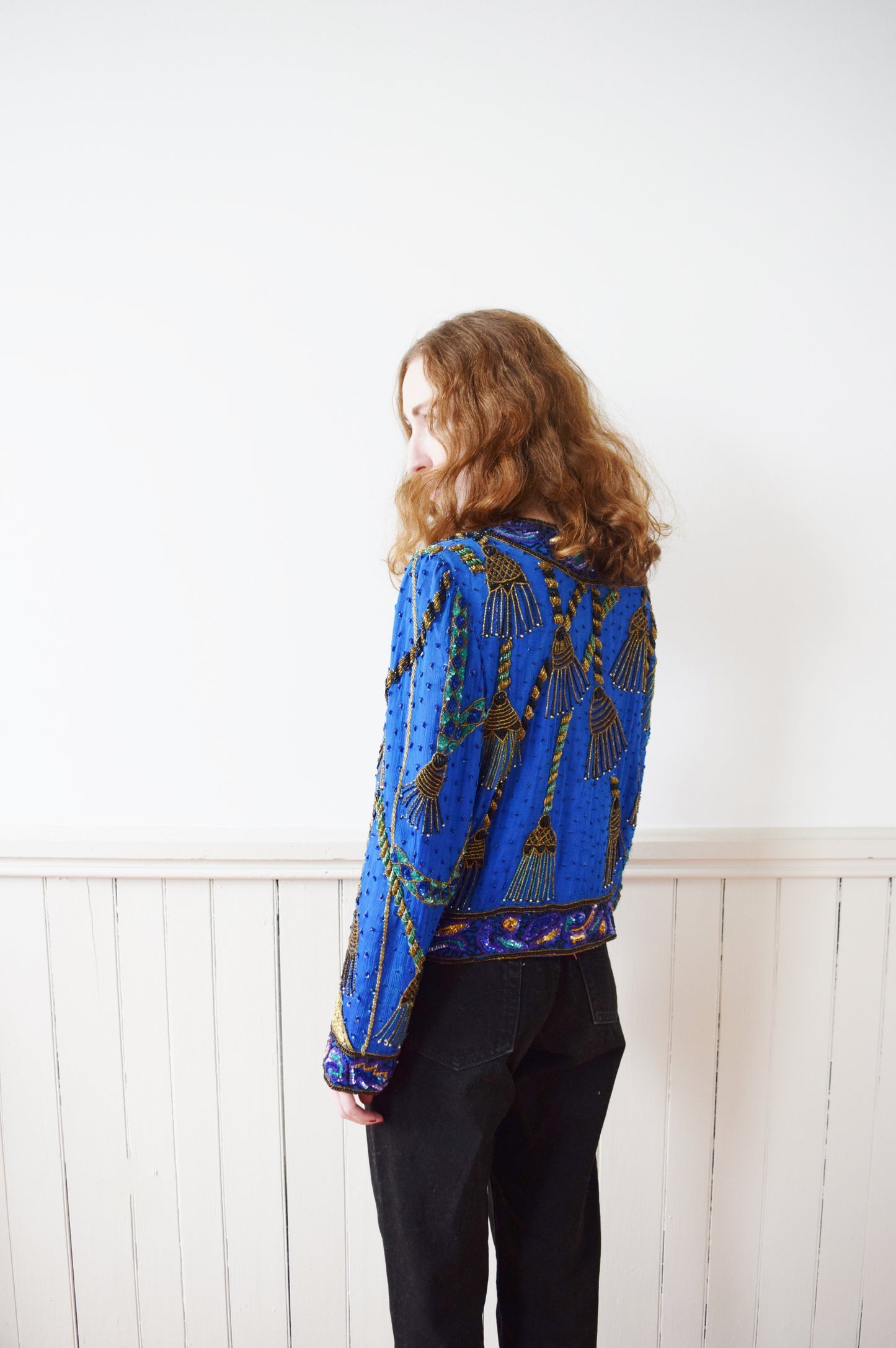 1980s Tassel Design Beaded Jacket | M
