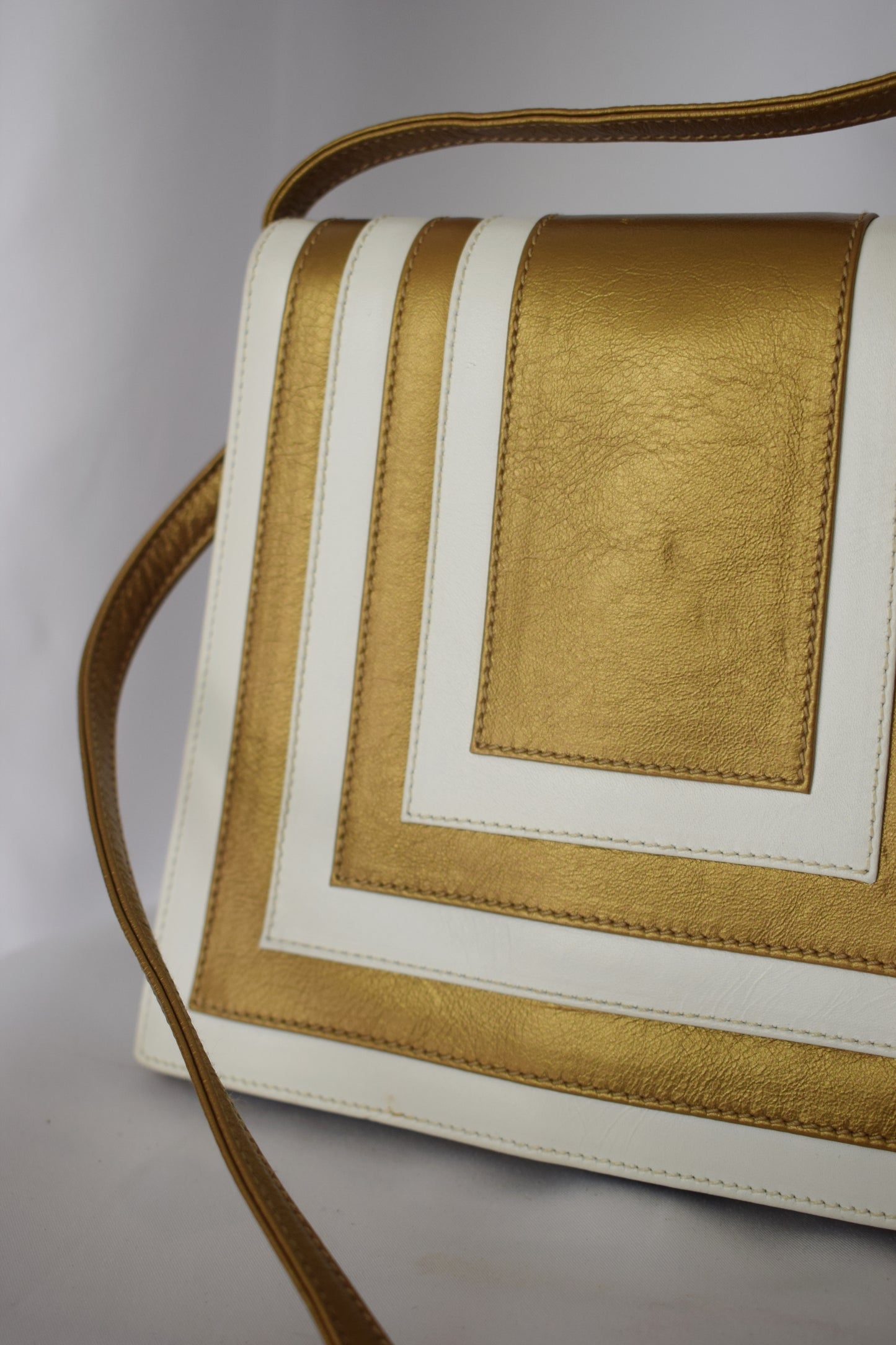 Vintage Valentino Gold + White Deco Purse