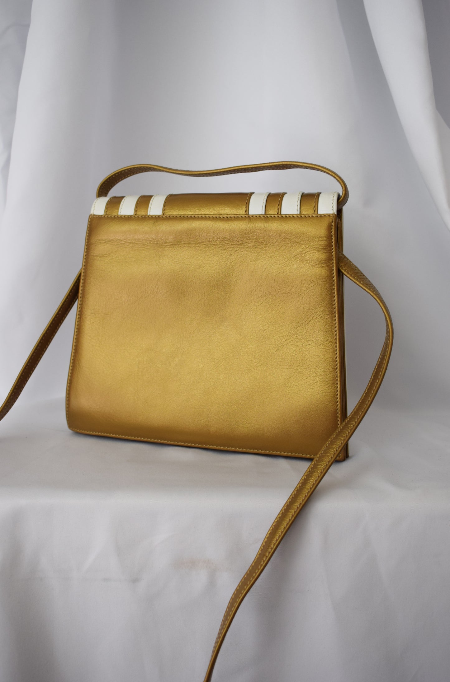 Vintage Valentino Gold + White Deco Purse