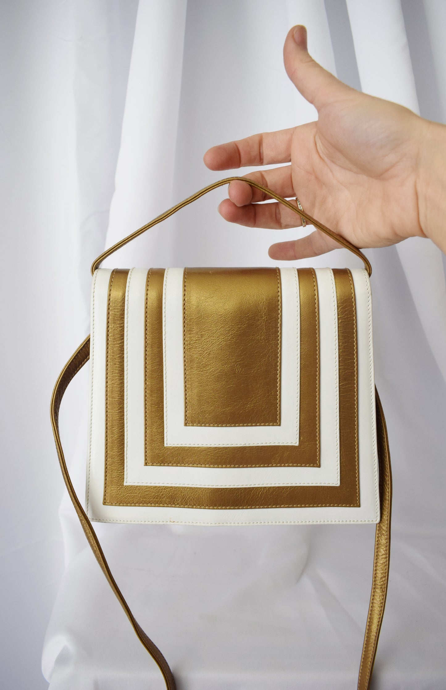 Vintage Valentino Gold + White Deco Purse