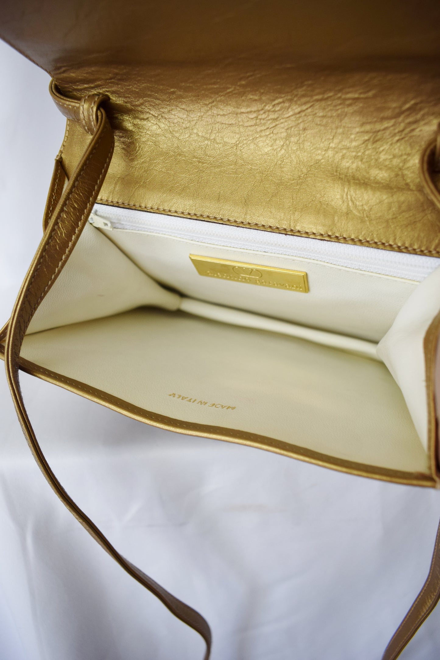 Vintage Valentino Gold + White Deco Purse