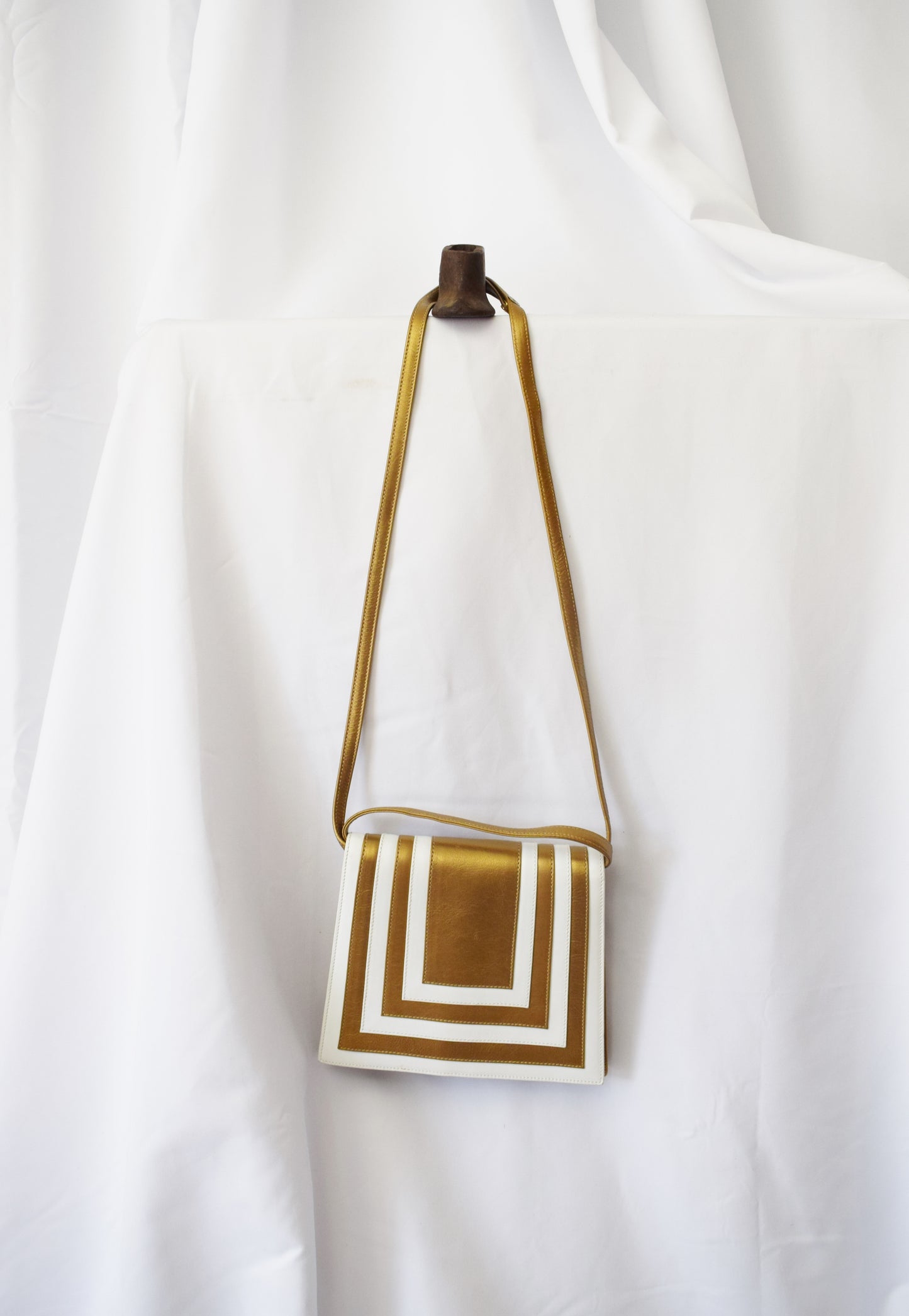 Vintage Valentino Gold + White Deco Purse